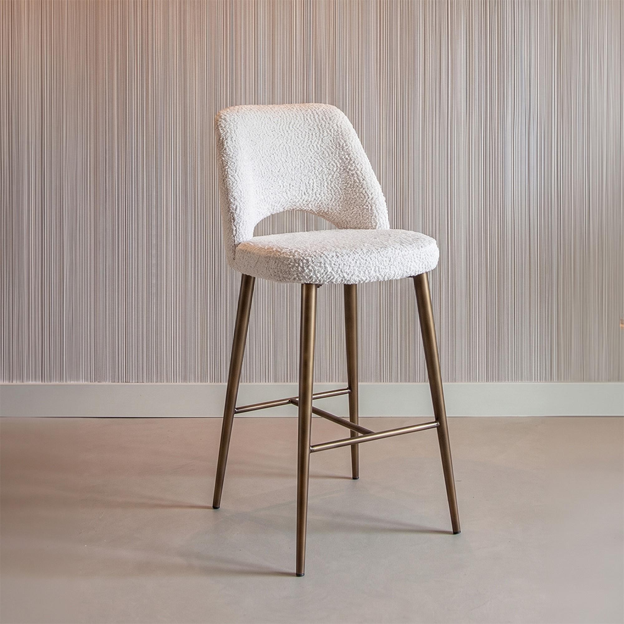 Delphine Cream Fabric Counter Stool with Back
