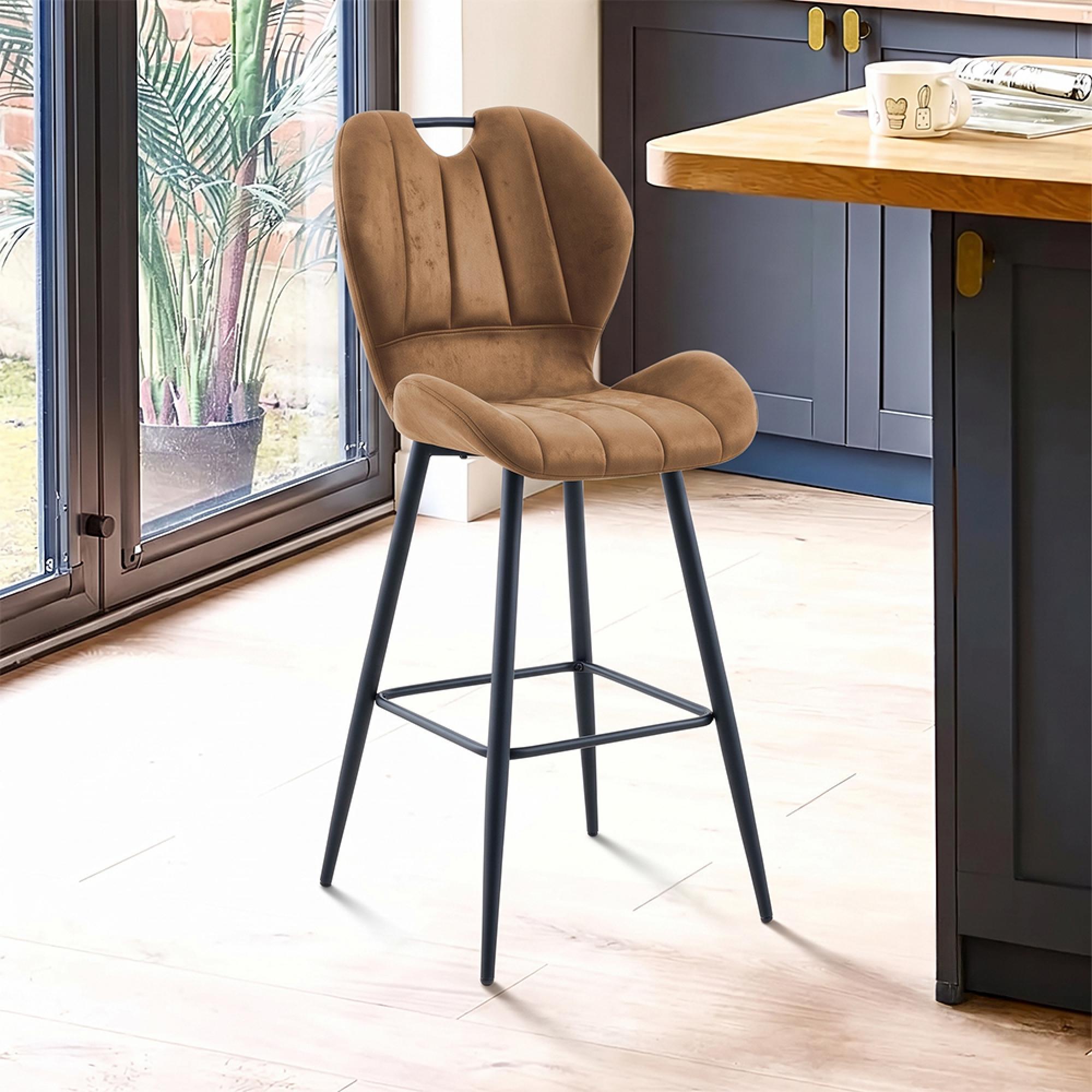 Counter Stool - Set of 2 - Brown and Black - Faux Leather