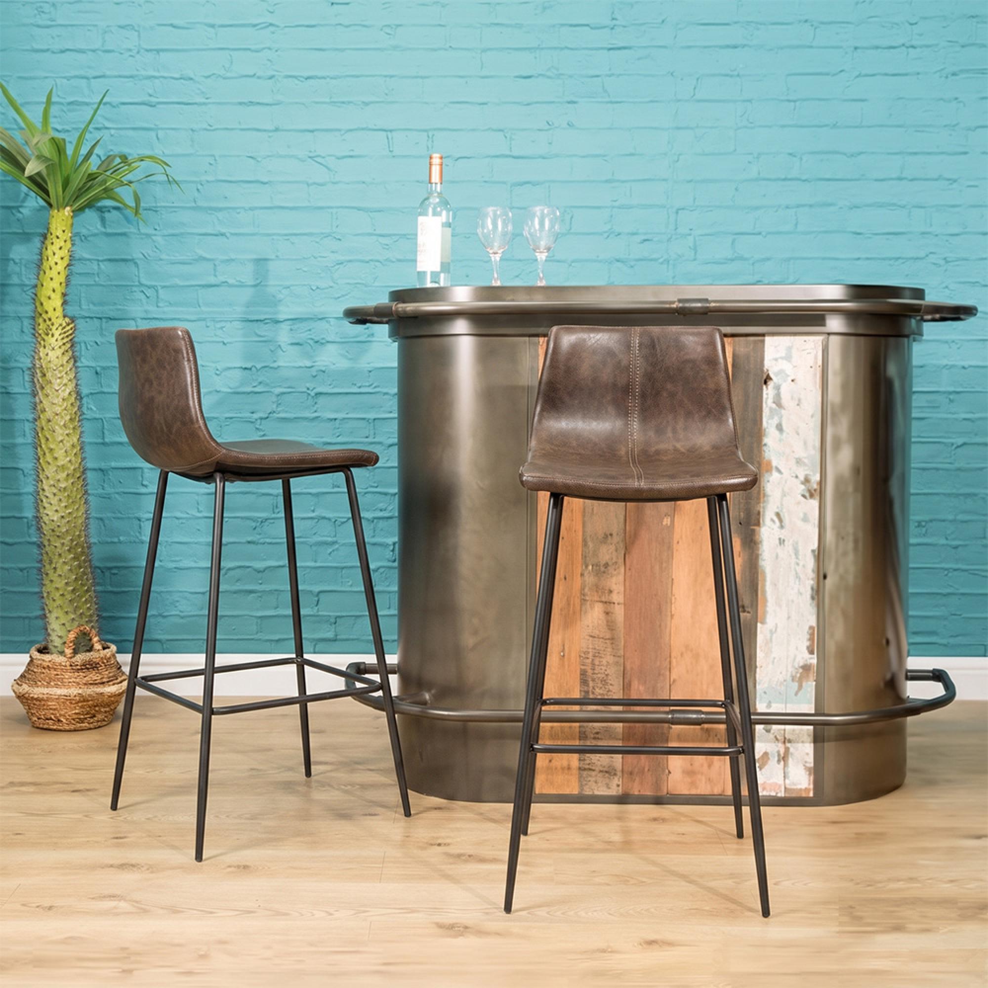 2 x Erlangen Barstools Chestnut Vintage Leather