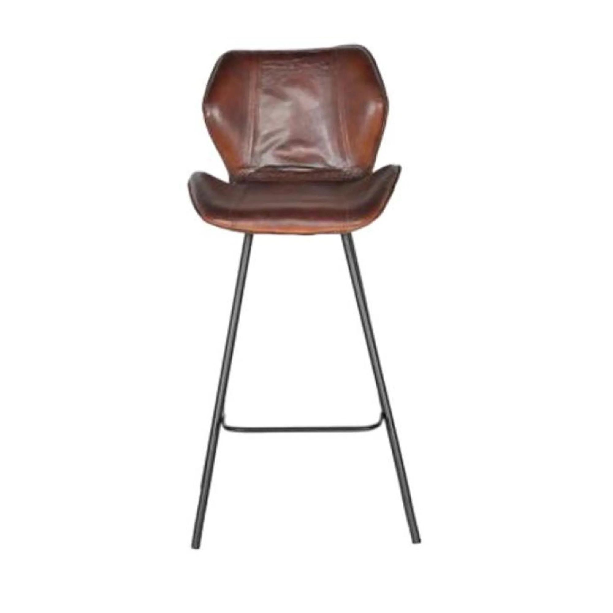 Caiziwan Barstool - Brown Leather - with Back - Set of 2