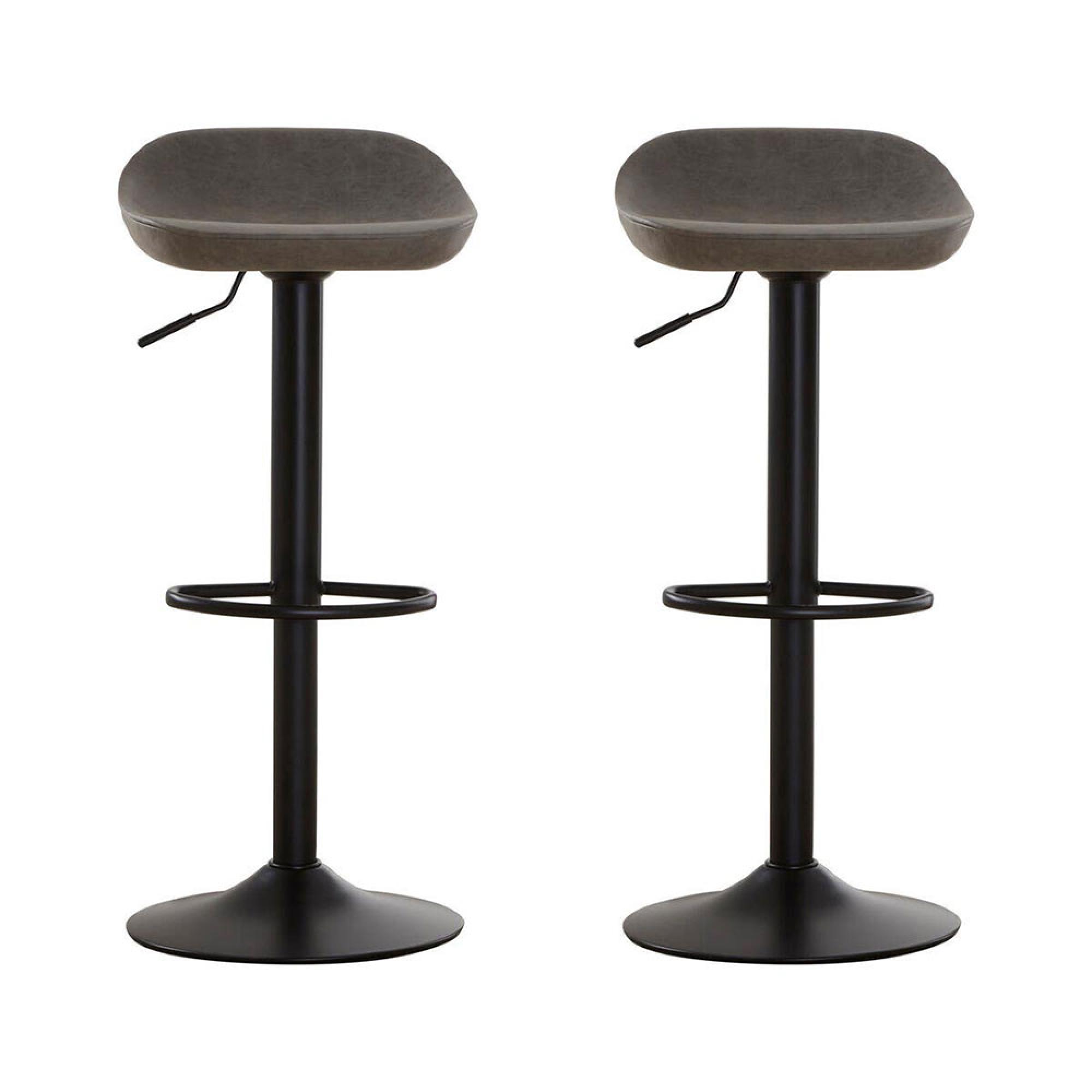 Dalston Barstool - Set of 2 - Ash Faux Leather with Low Back
