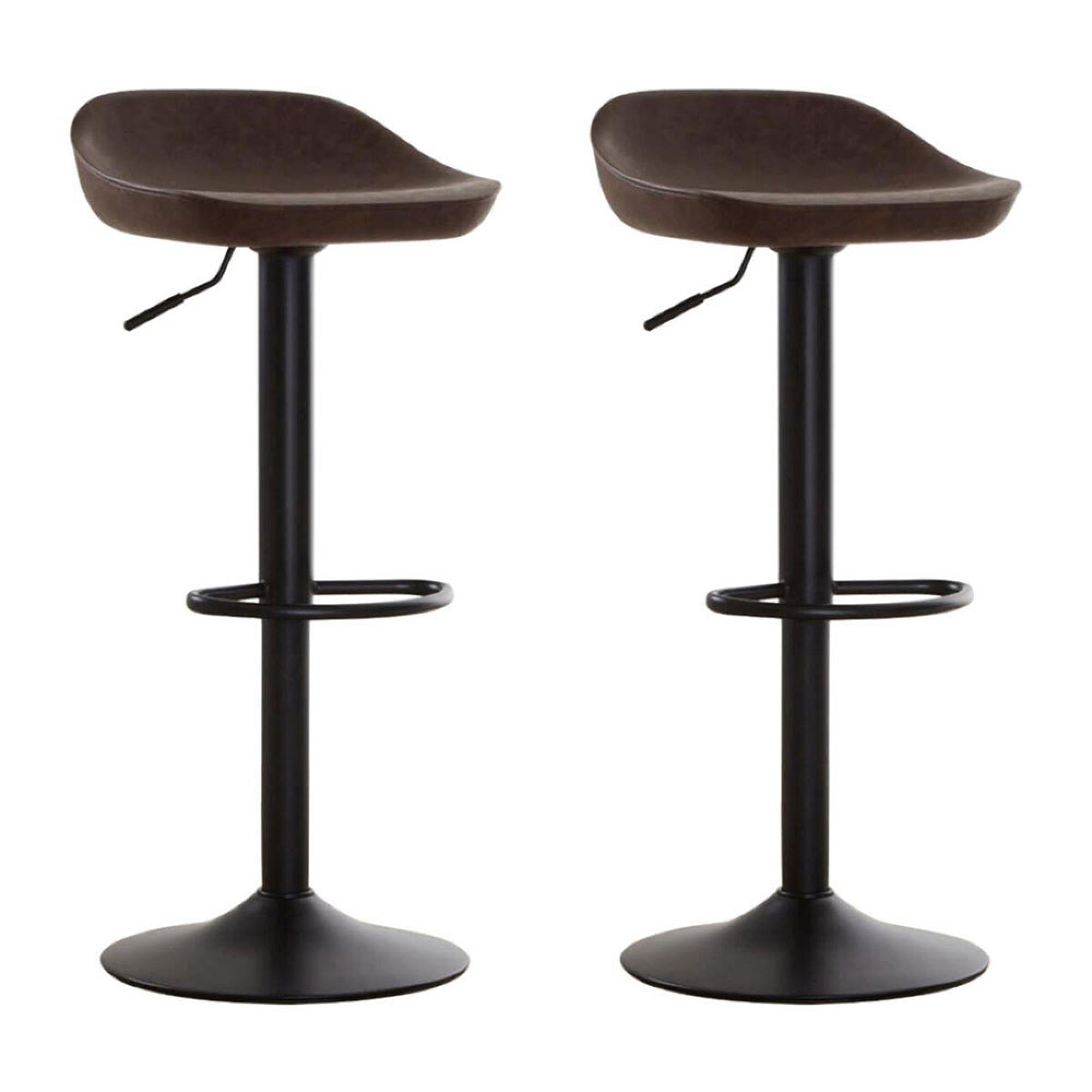 Dalston Barstool - Set of 2 - Mocha Faux Leather with Low Back