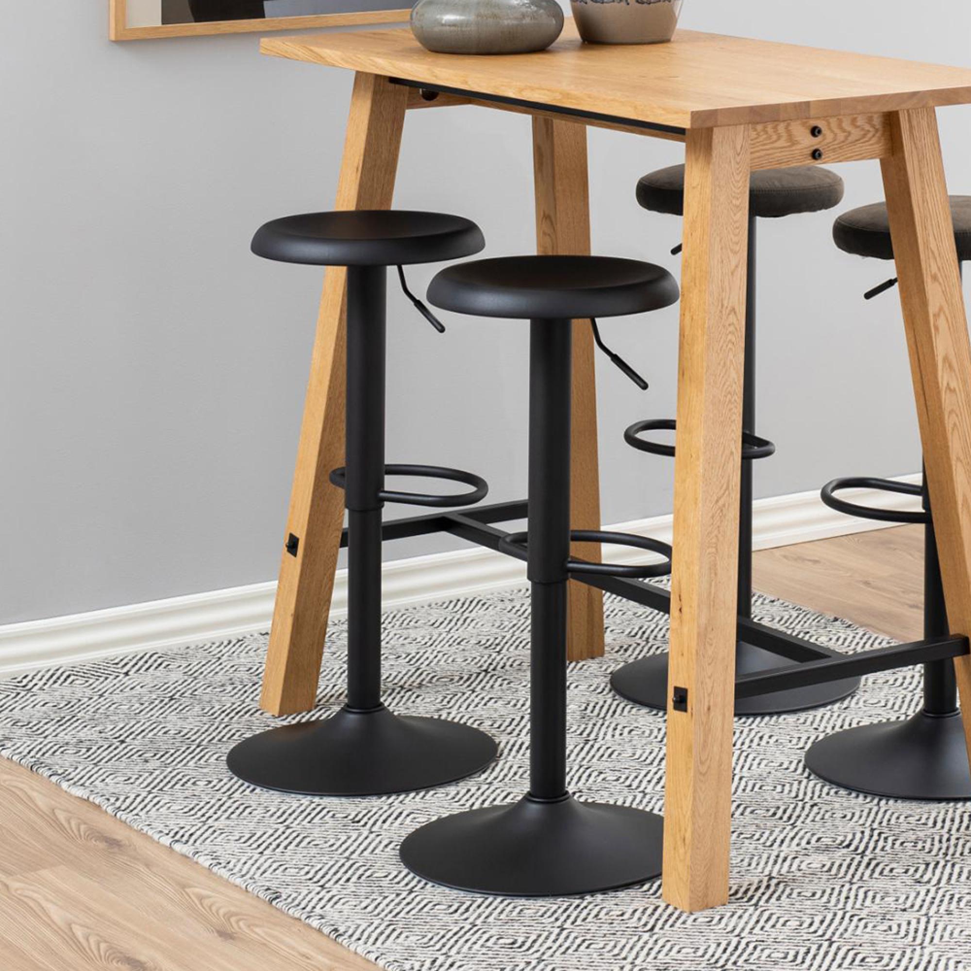 Finch Barstool - Set of 2 - Black - Swivel - Gas Lift - Round
