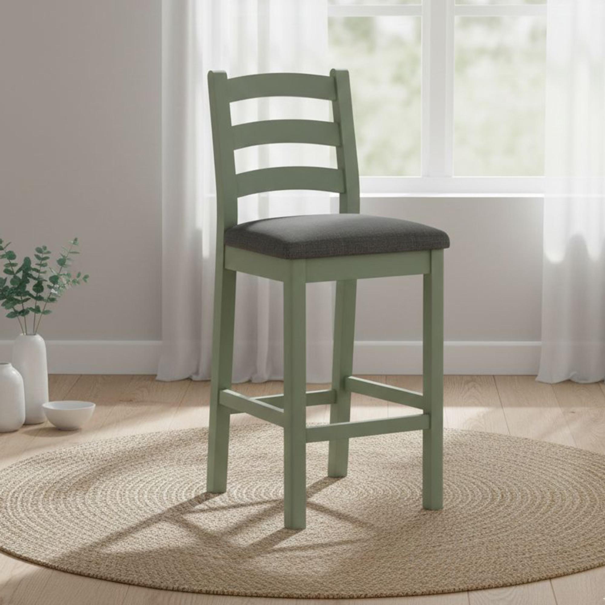 Salcombe Bar Stool - Set of 2  - Sage Oak? Charcoal Fabric