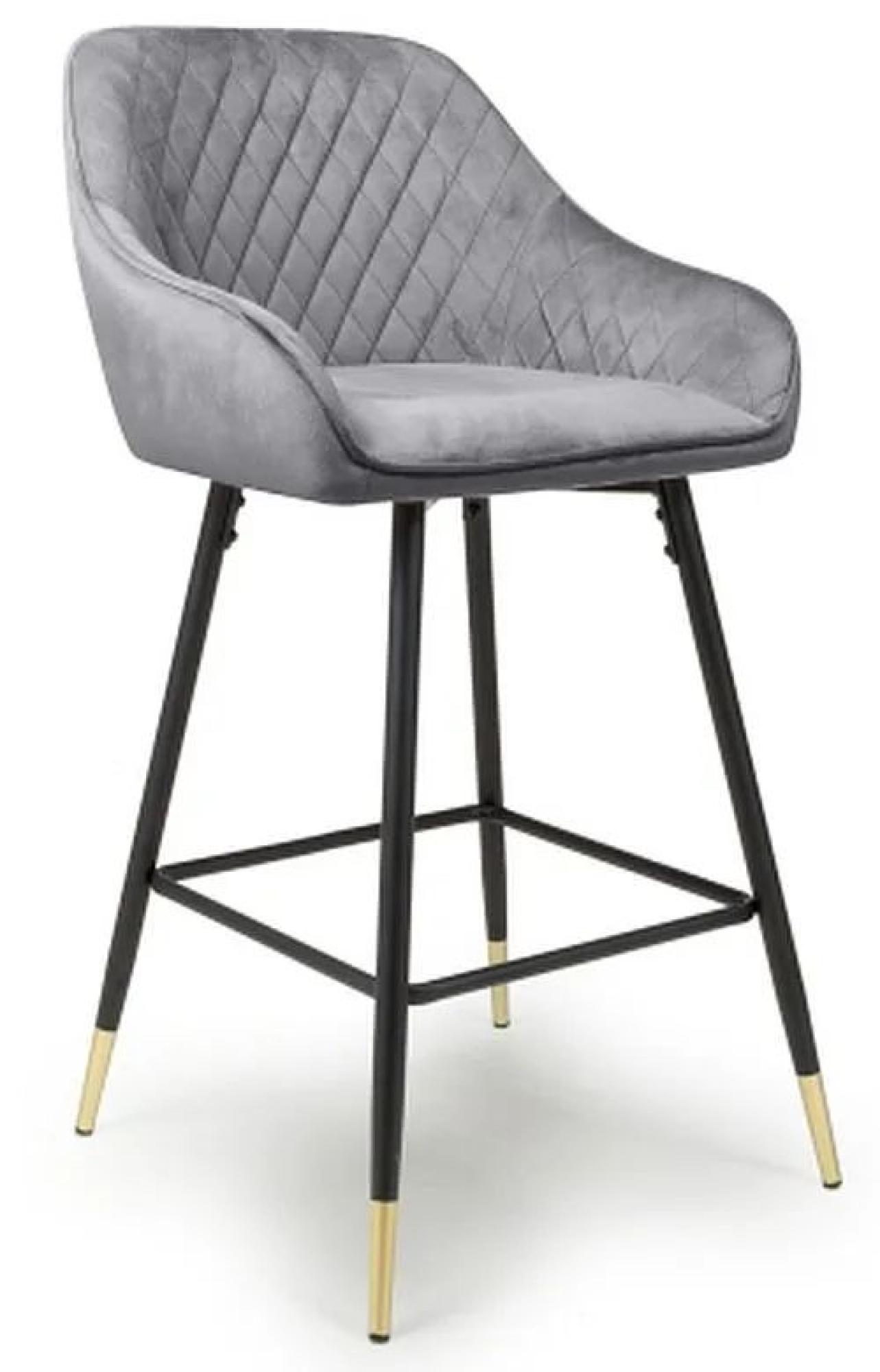 Savanna Barstool - Set of 2 - Brushed Grey Velvet