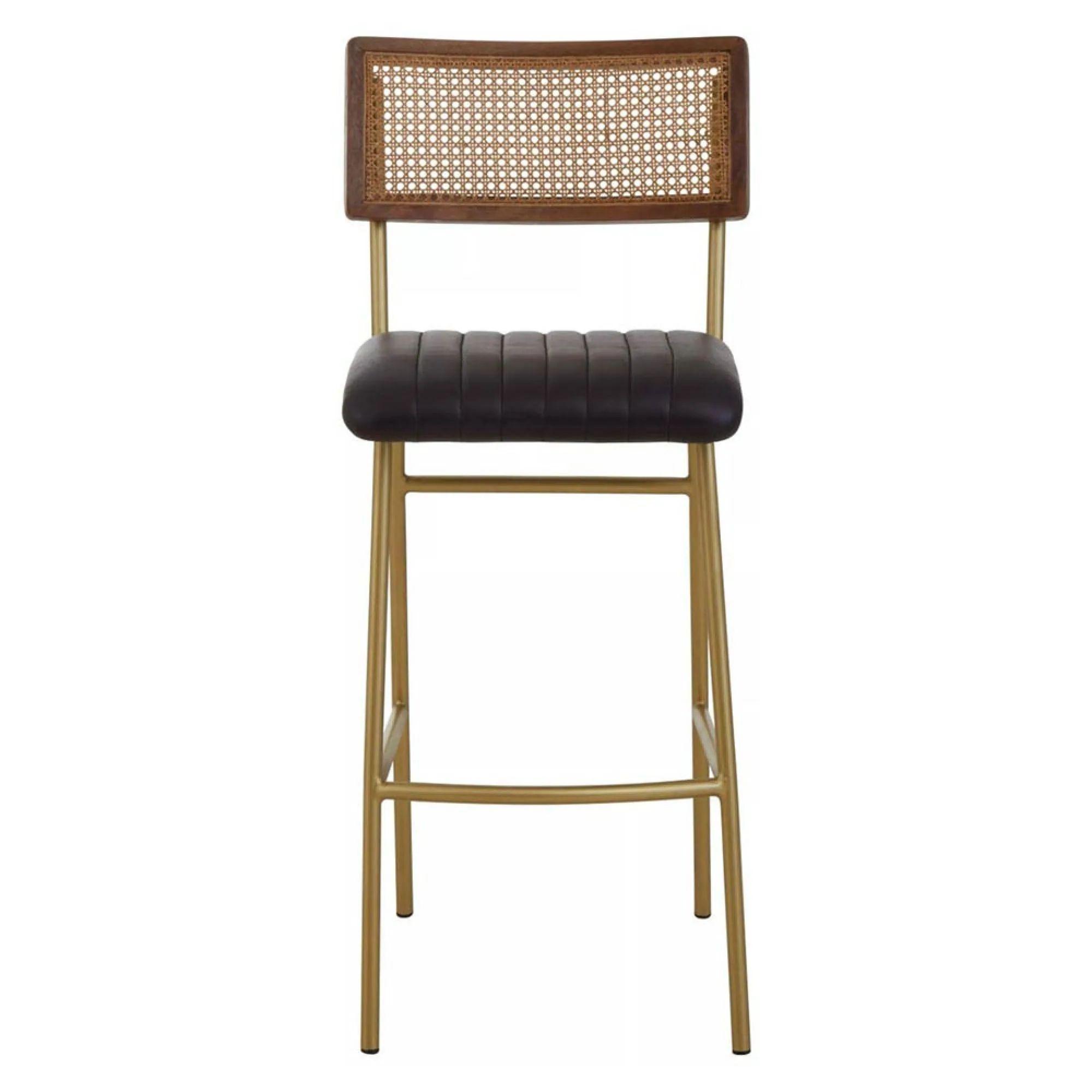 Buffalo Bar Chair - Black - Leather with Gold Metal