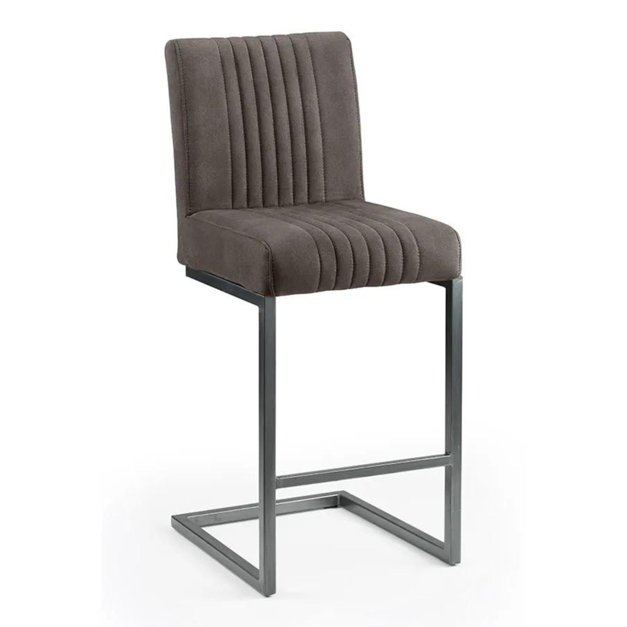 Clearance - Brooklyn Barstool with Back - Set of 2 - Grey Faux Leather - A347