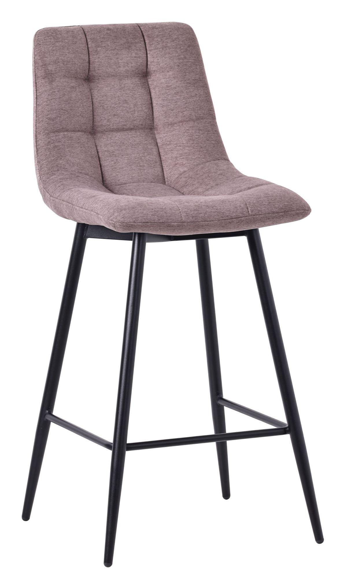 Corona High Back Barstool - Camel Velvet Fabric - Black Metal Legs