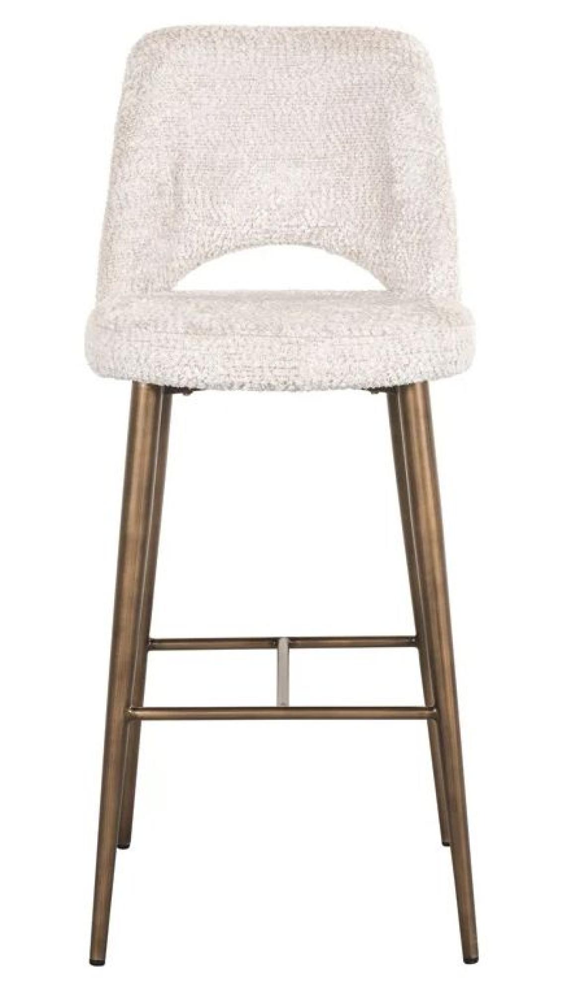 Delphine Cream Fabric Barstool with Back