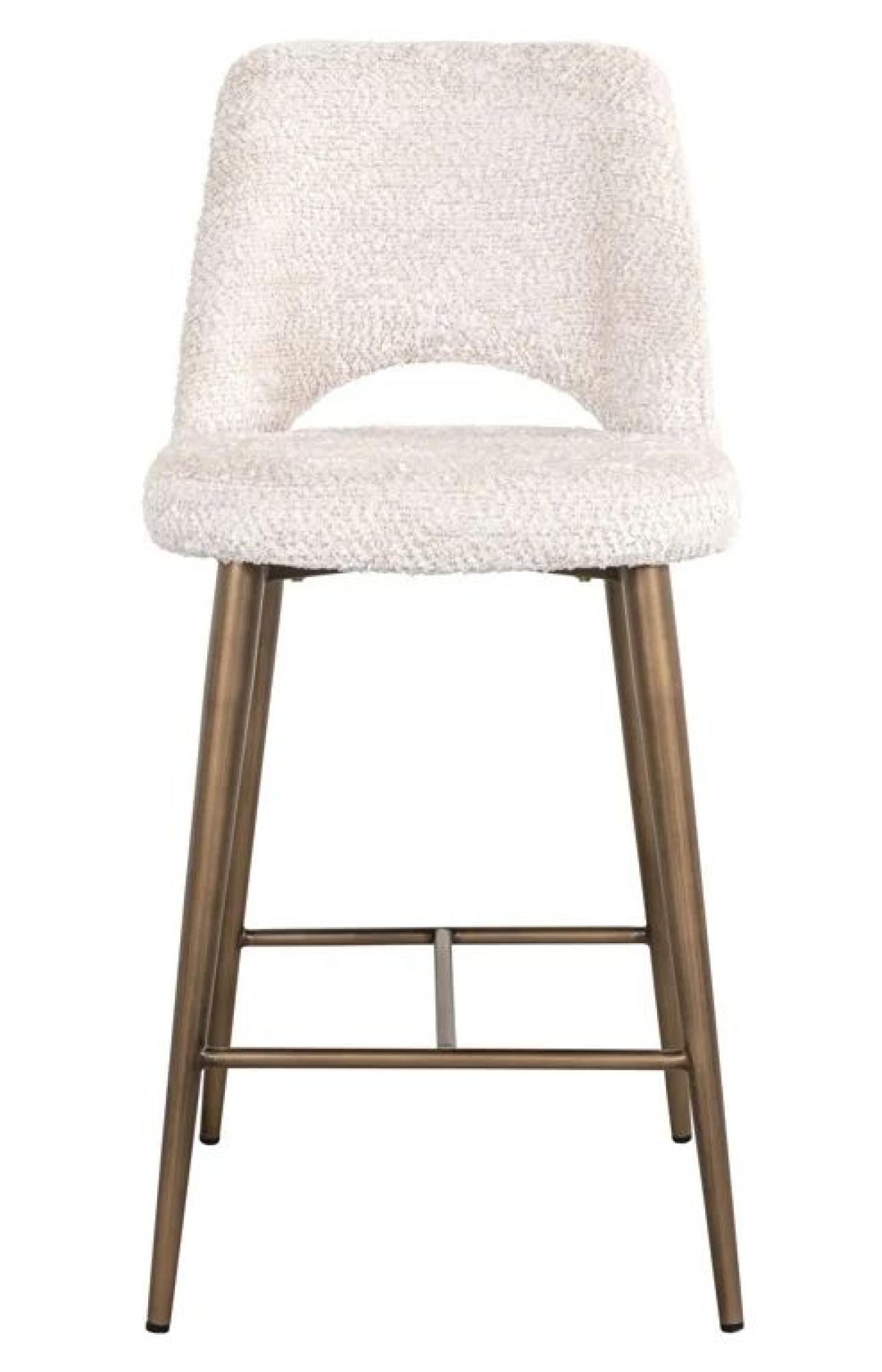 Delphine Cream Fabric Counter Stool with Back