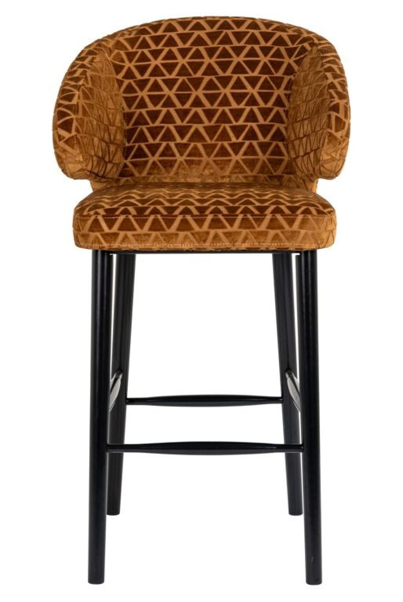 Indigo Gold Fabric Barstool with Back