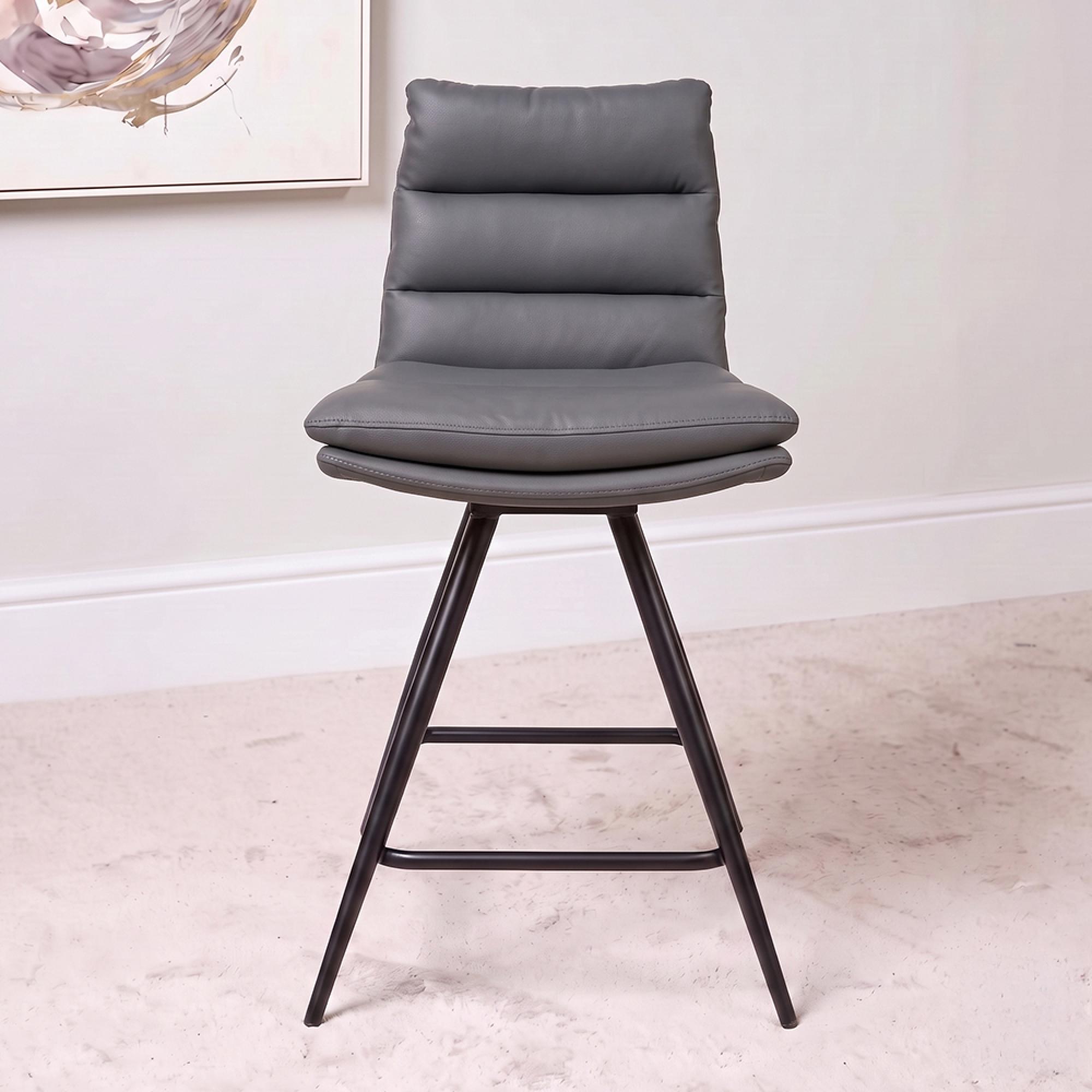 Nobo Swivel Bar Stool - Set of 2 - Grey - Faux Leather