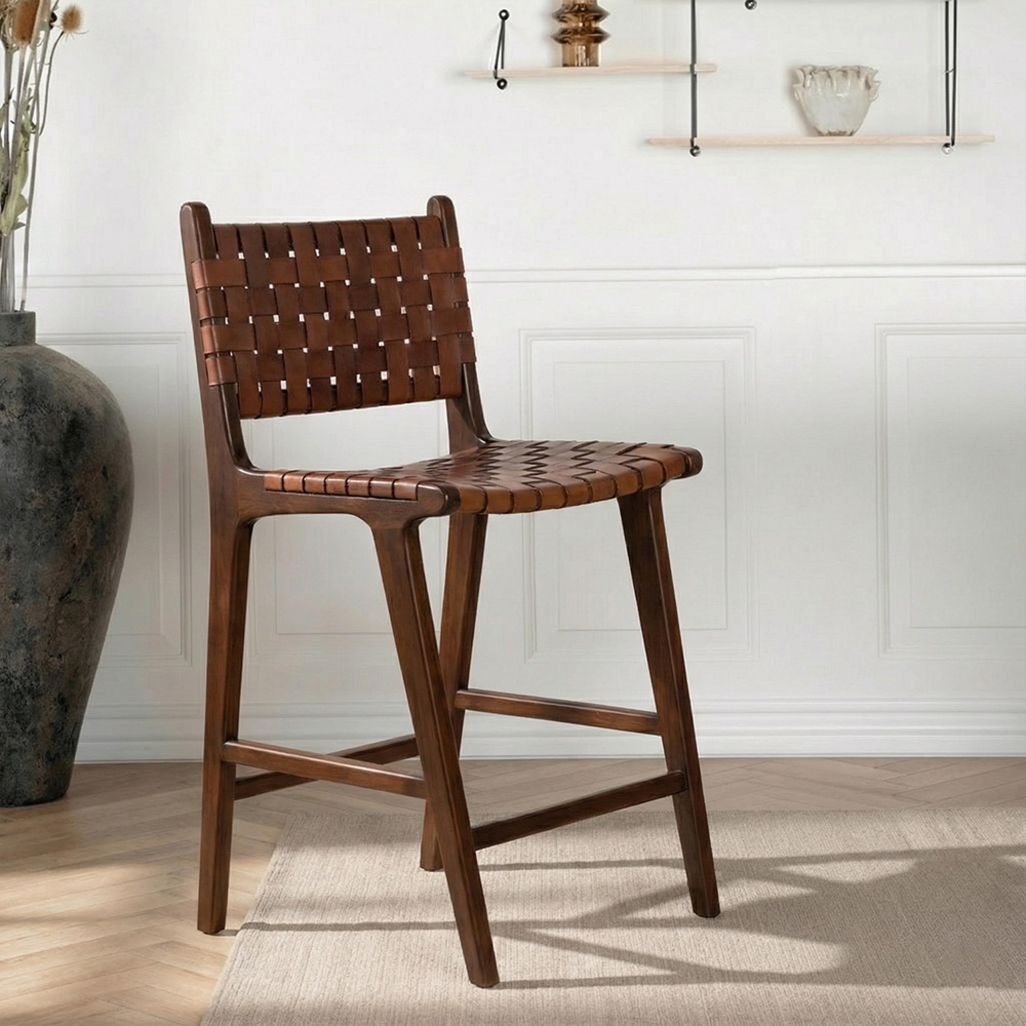 Perugia Counter Chair - Brown Leather