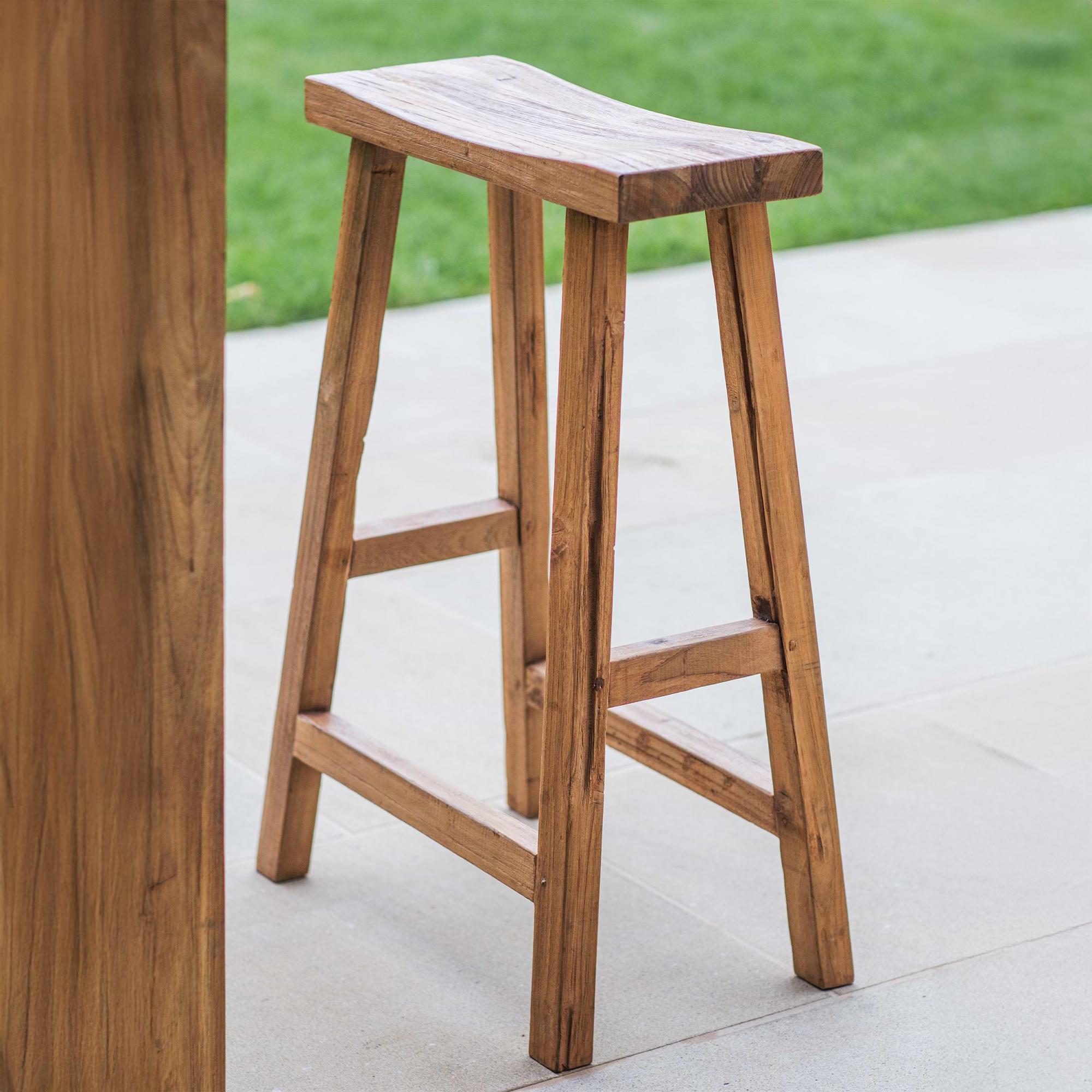St Mawes Outdoor Bar Stool Reclaimed Teak Wood