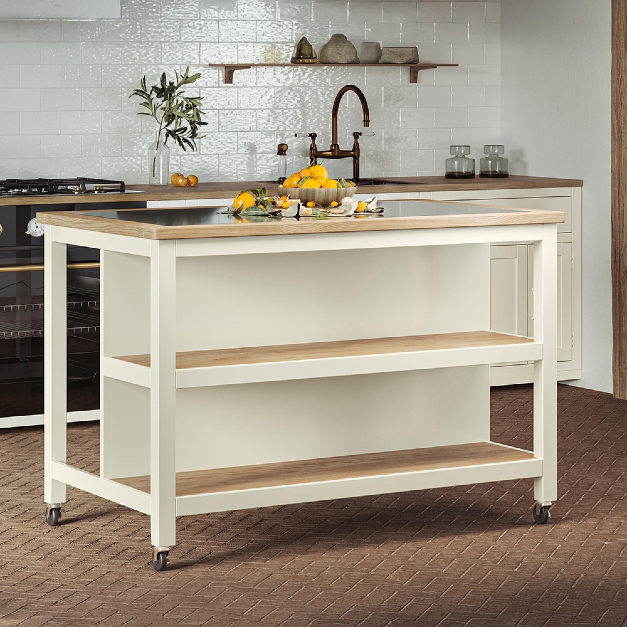 Cream Open Kitchen Island - Breakfast Bar