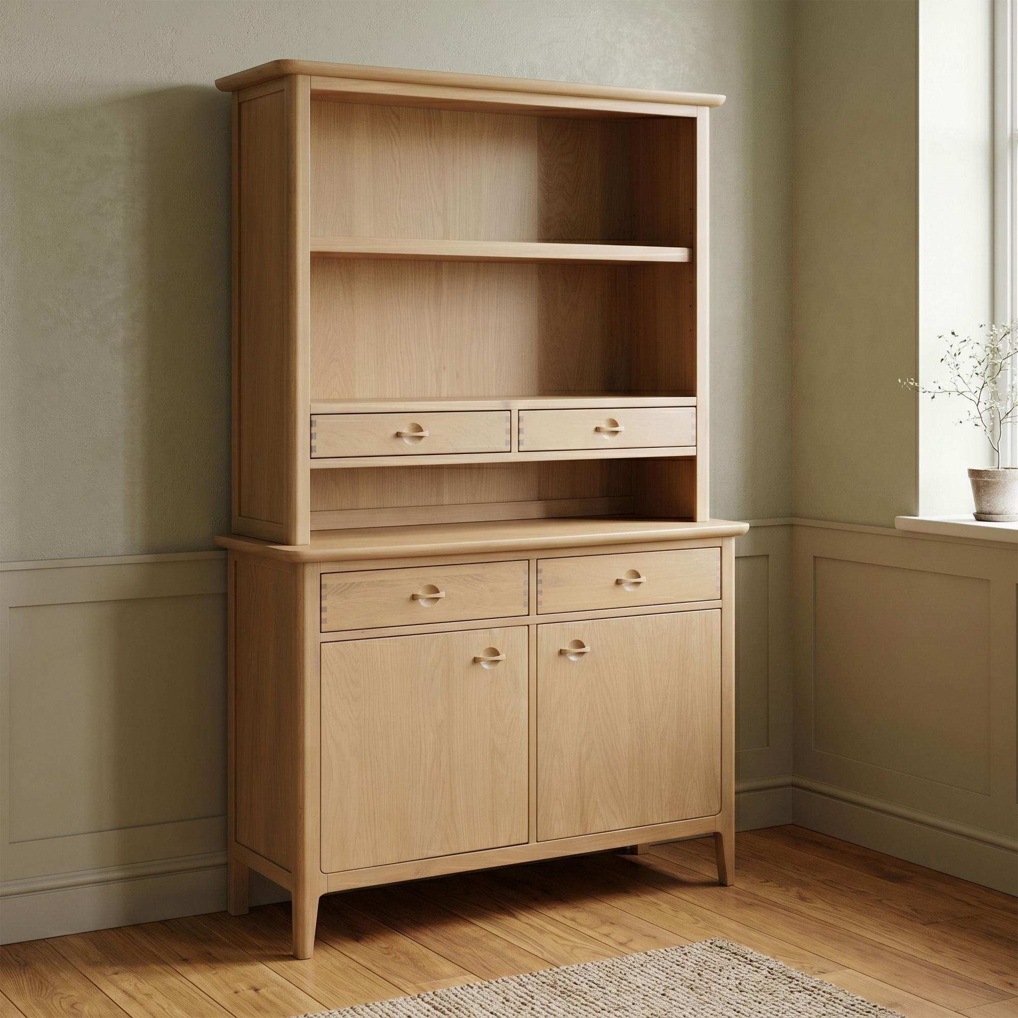 Cotswold Oak Dresser Hutch - 2 Door - 4 Drawer - Large - Natural