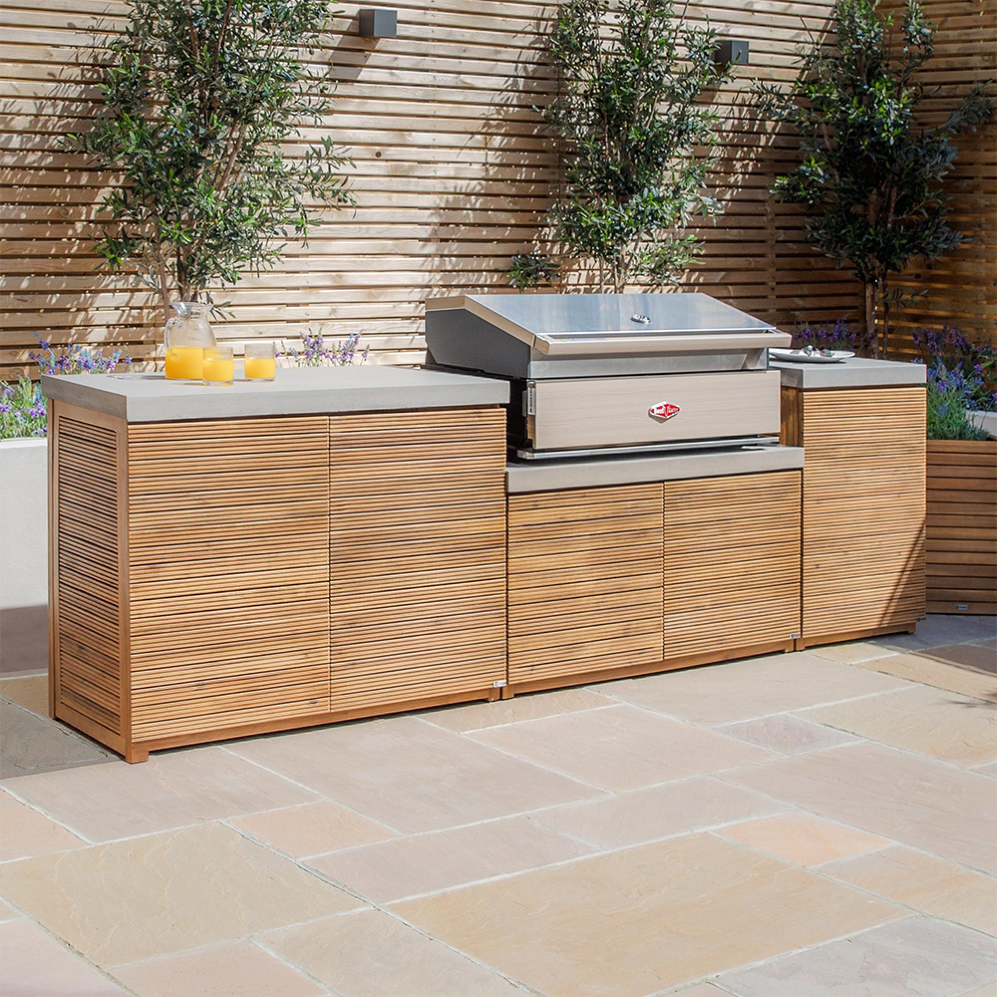New Bali Outdoor Kitchen Storage Unit - Medium Configuration - Concrete Top