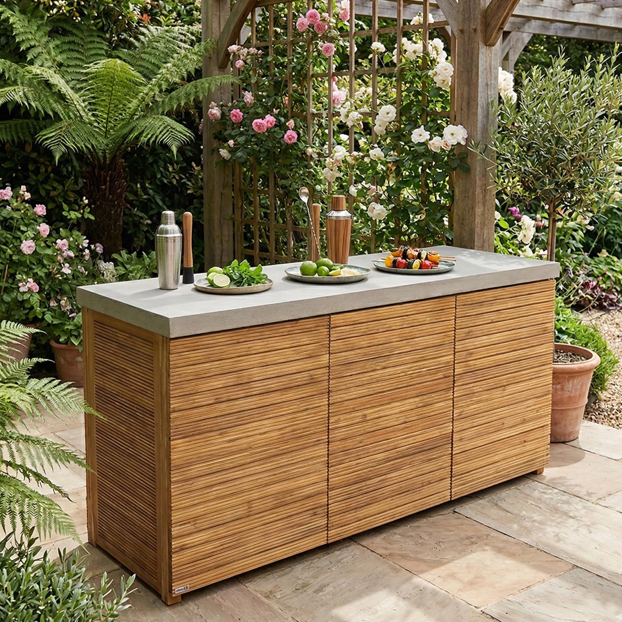 New Bali Outdoor Kitchen Storage Unit - Triple - Concrete Top