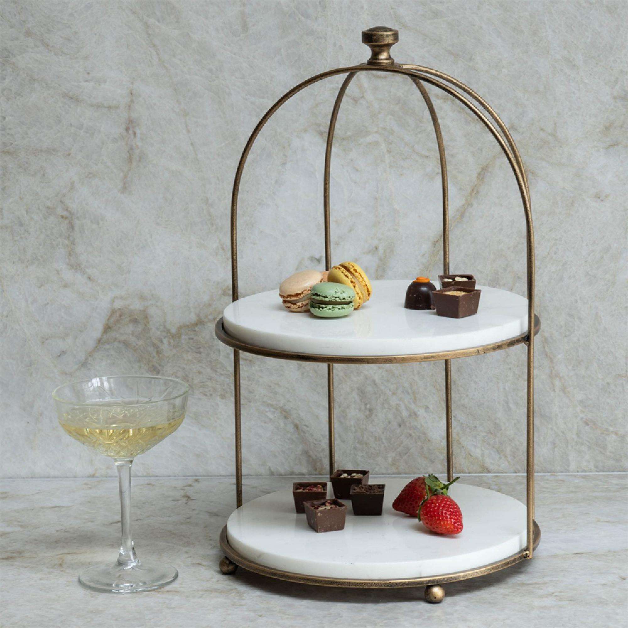 Belvedere Stand - Aged Gold - Two Tiered