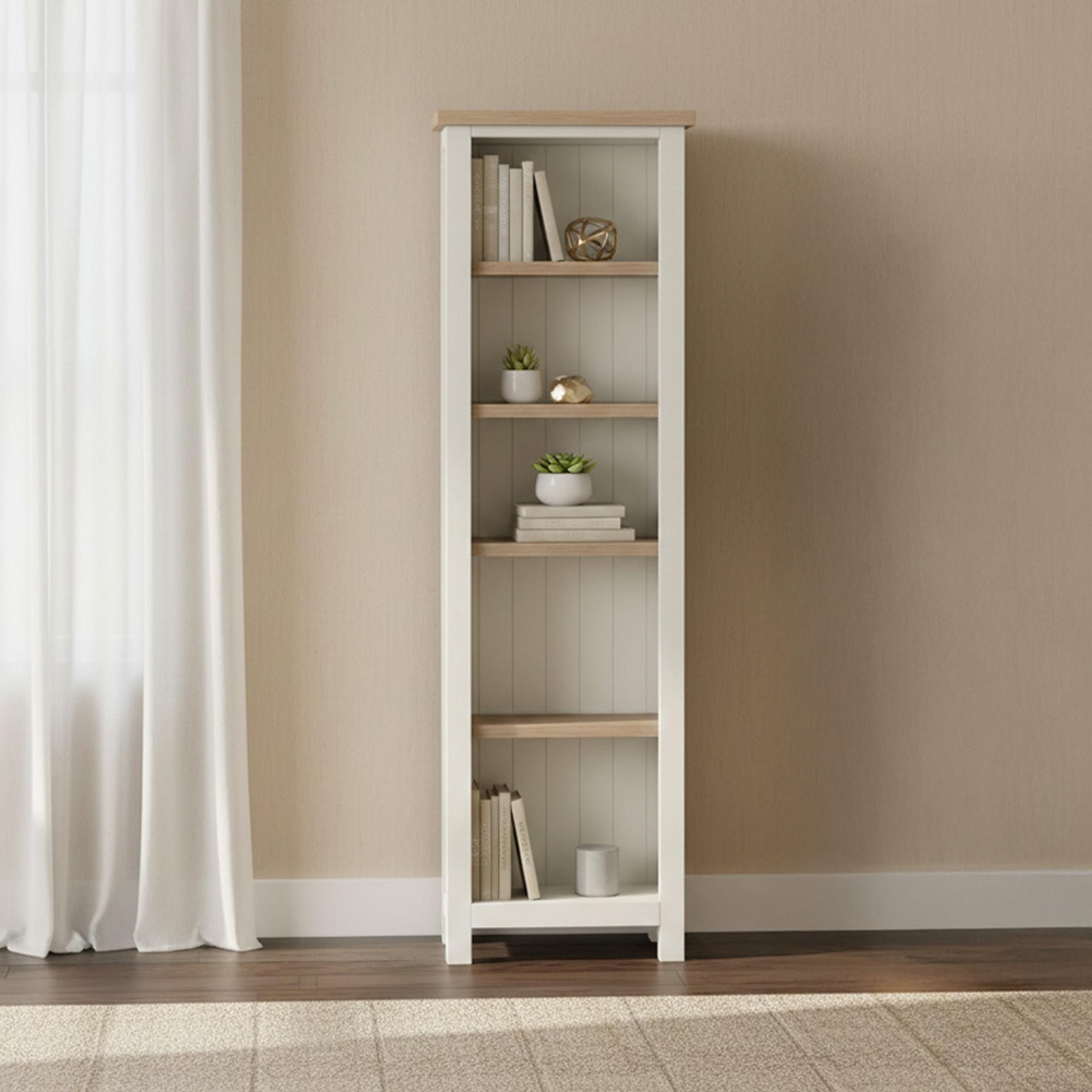 Modern Bookcase - Slim - White Painted