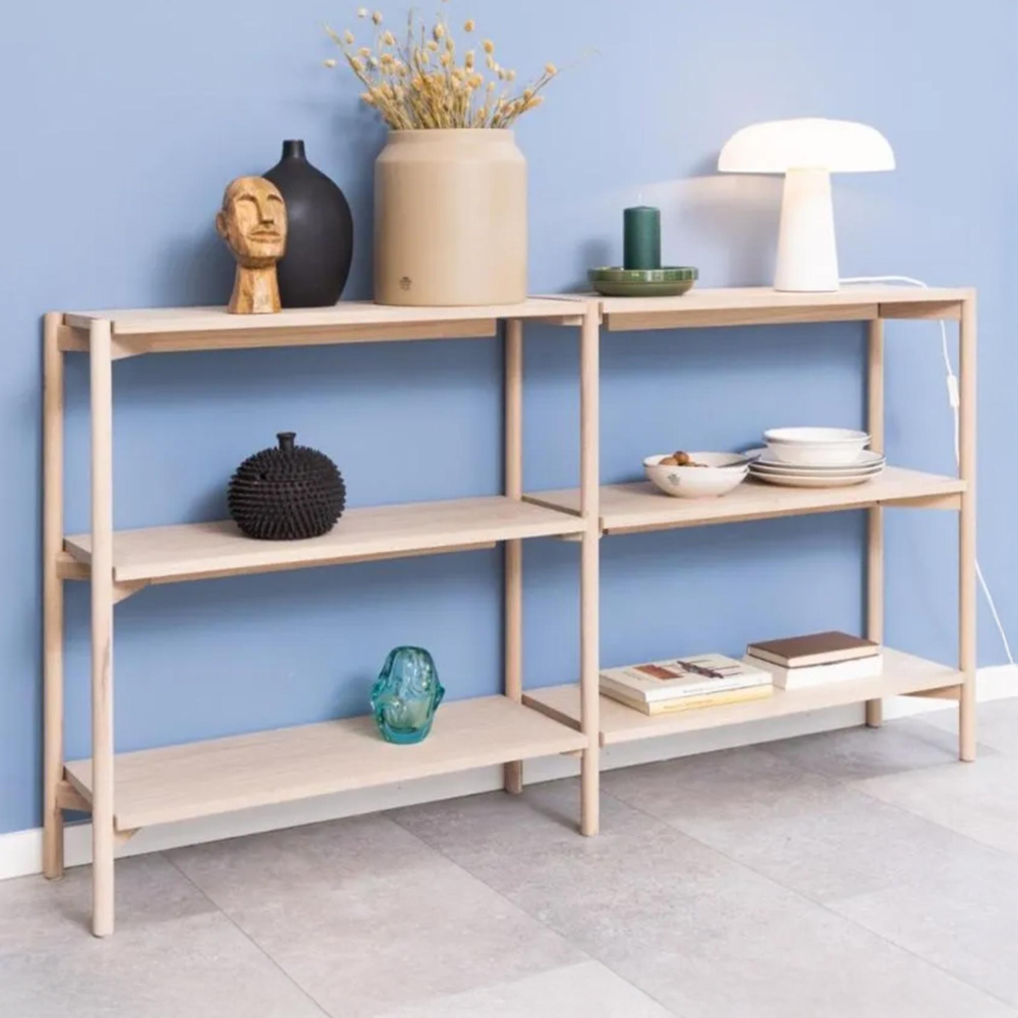 Braidwood Bookcase - Open - Wide - White Oak