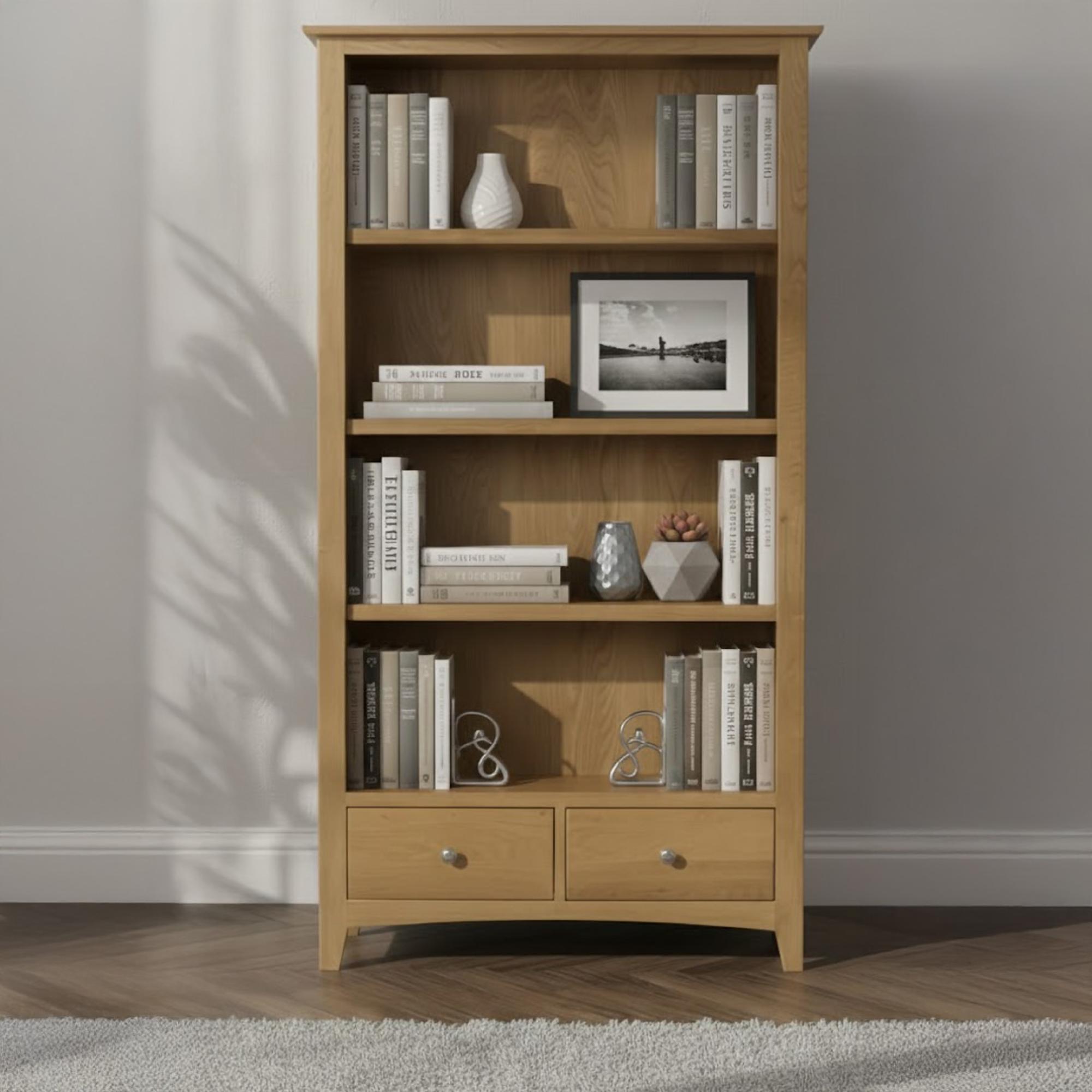 Kilkenny Large Bookcase - 2 Drawer - Oak
