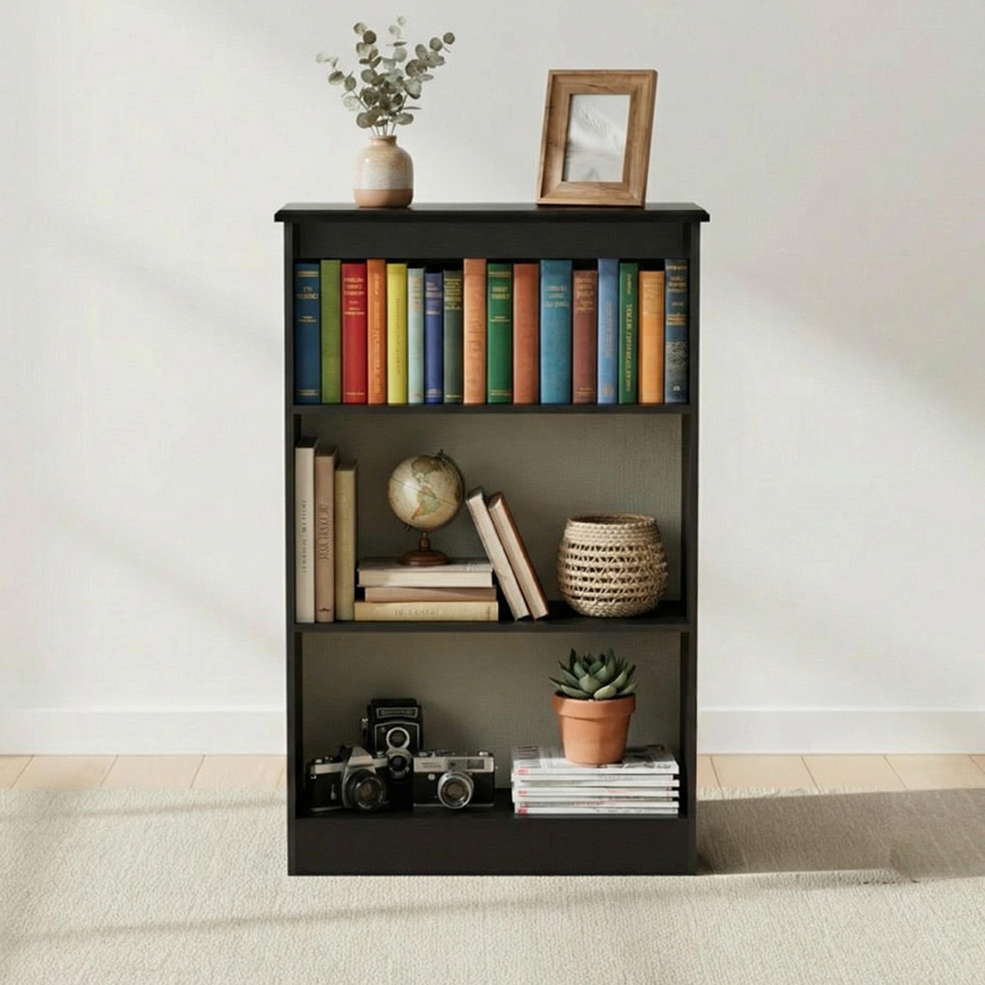 Knightsbridge Bookcase - 2 Shelves - Black Gloss