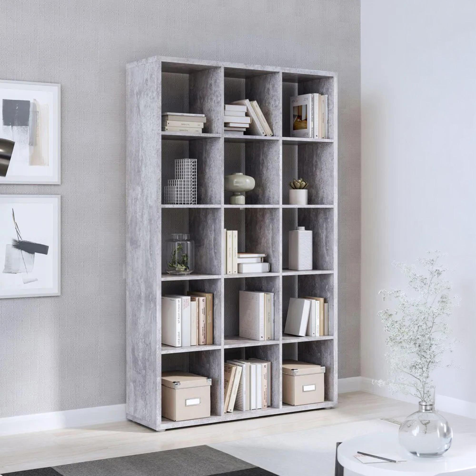 Mauro Shelving Unit - 15 Open - Grey Concrete