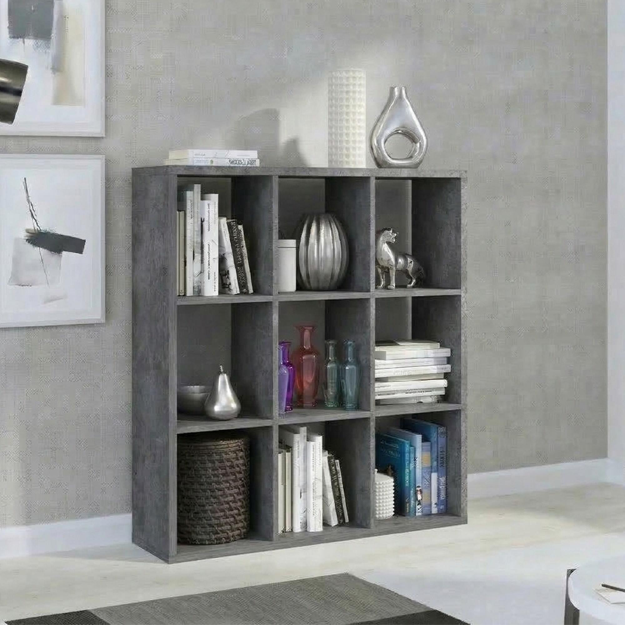 Mauro Shelving Unit - 9 Open - Grey Concrete