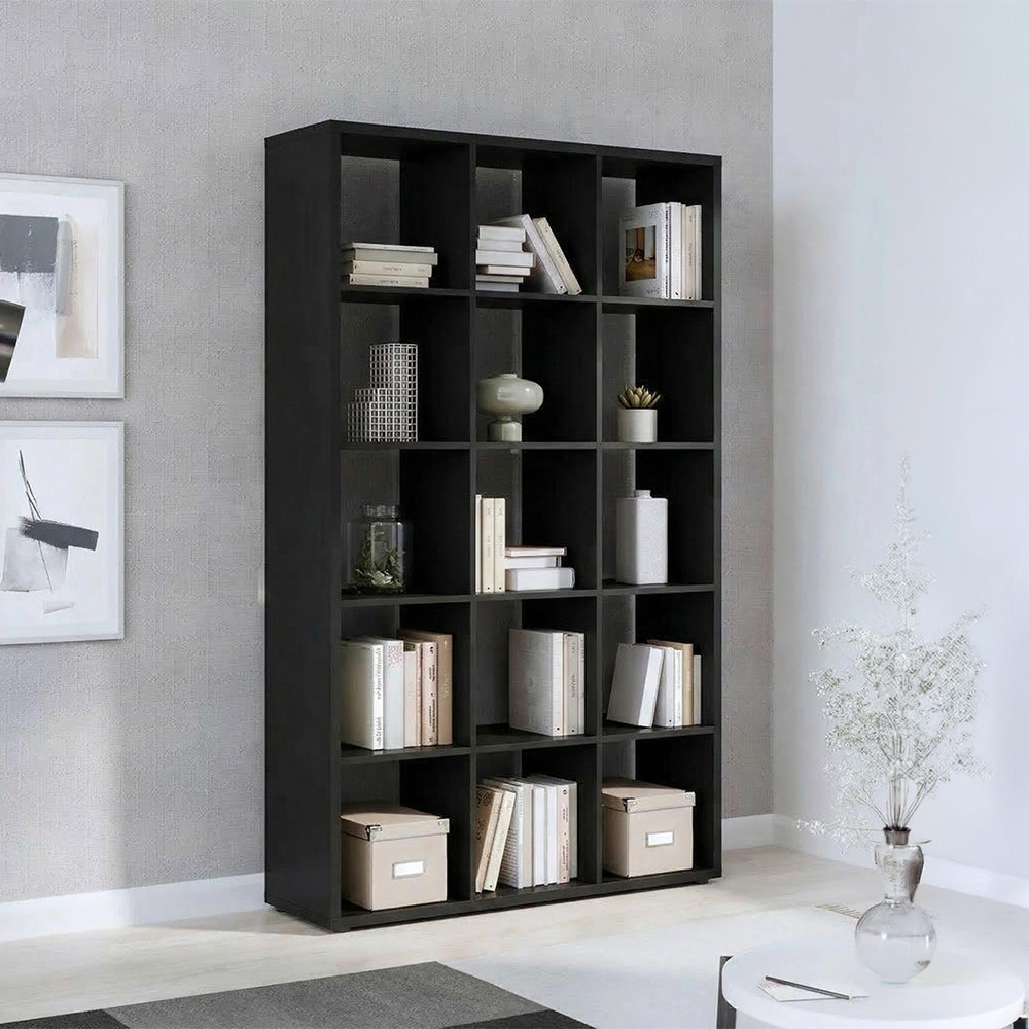 Mauro Shelving Unit - 15 Open - Matt Black