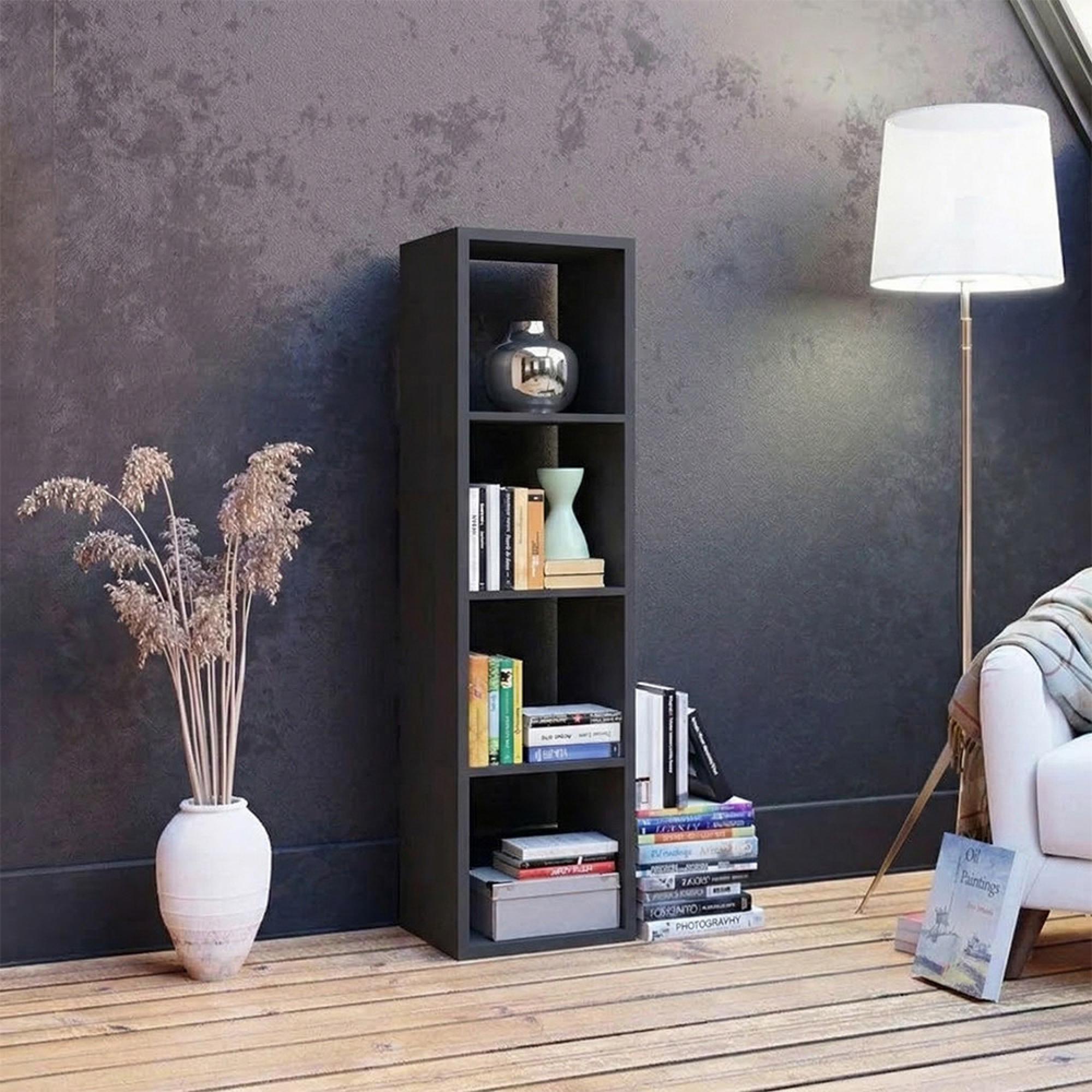 Mauro Shelving Unit - 4 Open - Matt Black