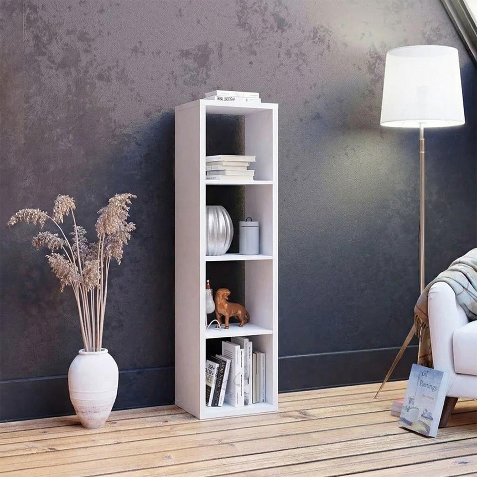 Mauro Shelving Unit - 4 Open - Matt White