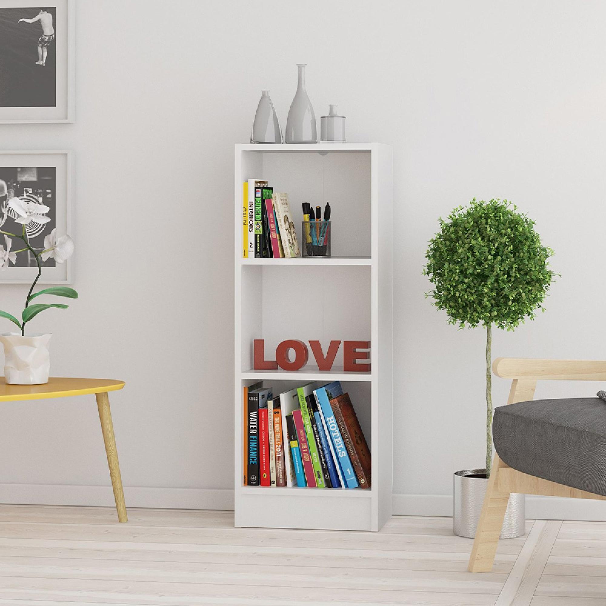 Basic Bookcase - Low - White