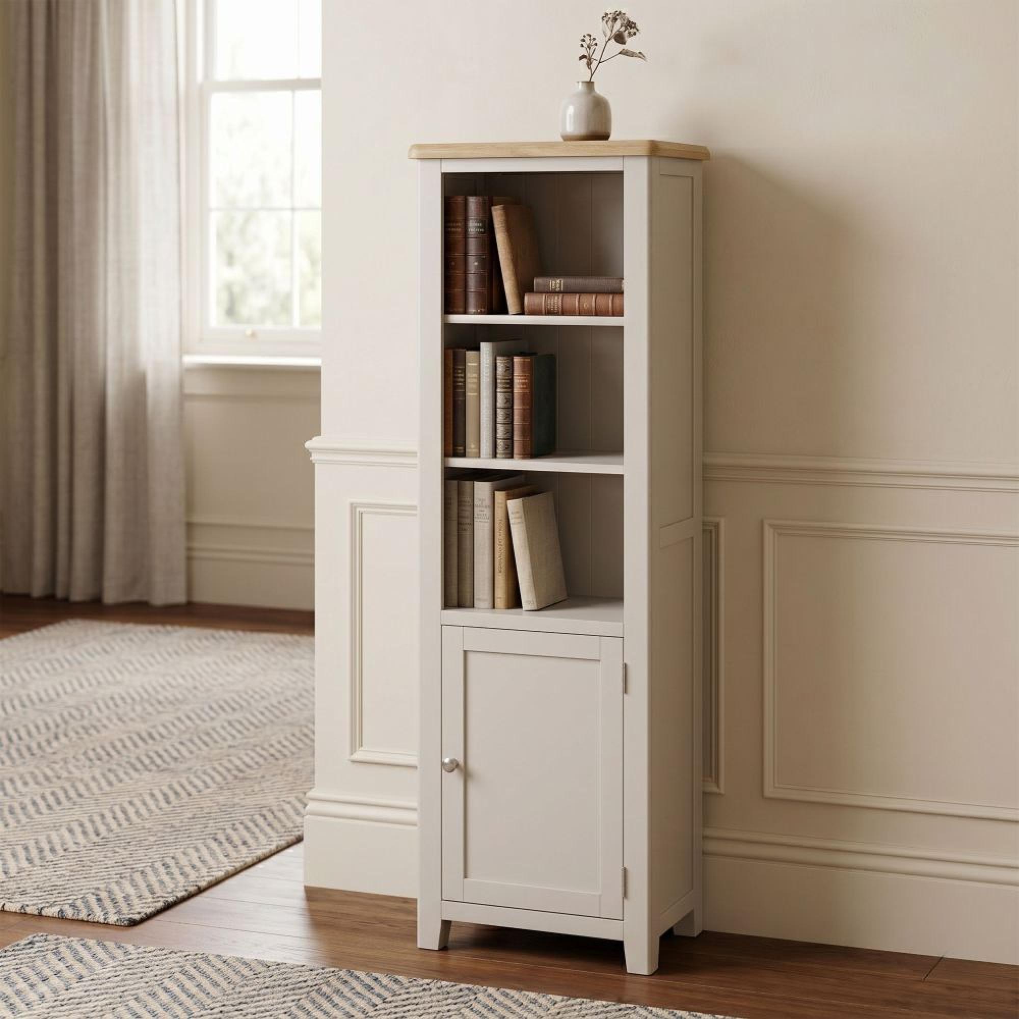 Windermere Painted Bookcase - 1 Door - Tall - Oyster Grey