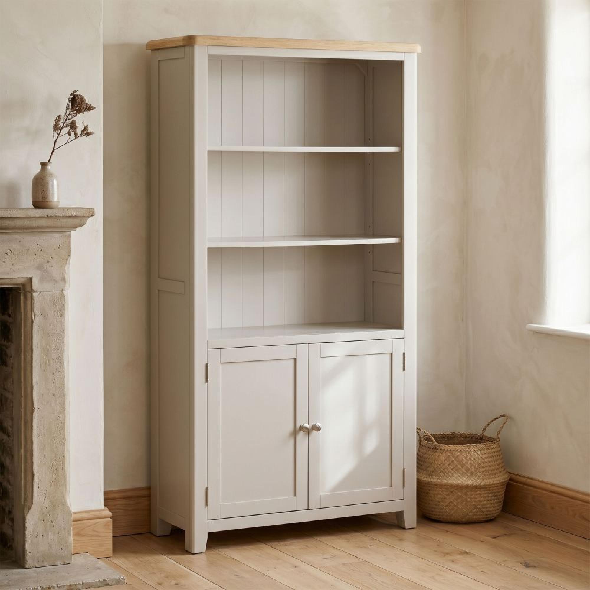 Windermere Painted Bookcase - 2 Door - Oyster Grey