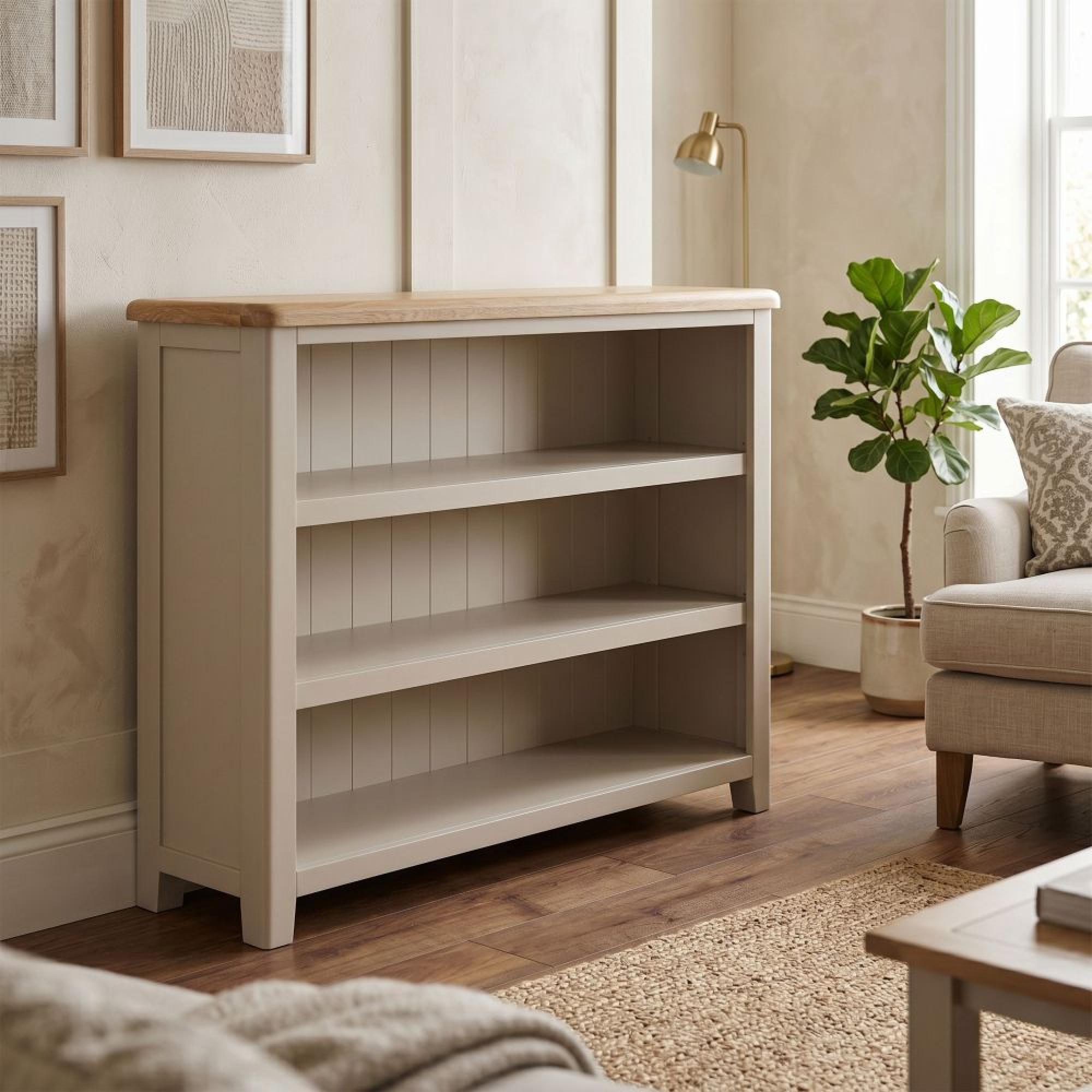 Windermere Painted Bookcase - Low - Oyster Grey