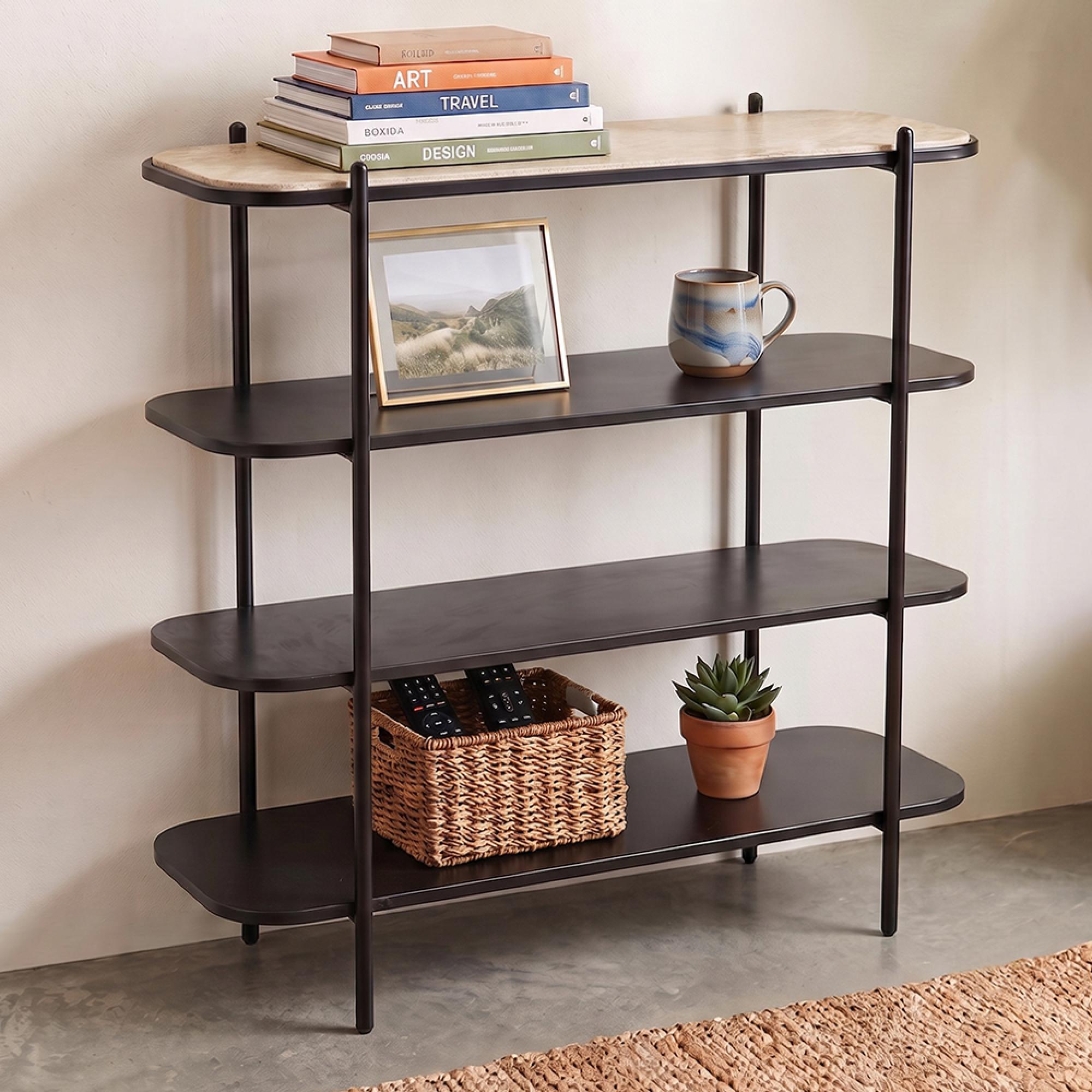 Norman Curved Open Shelving Unit - Black - Metal