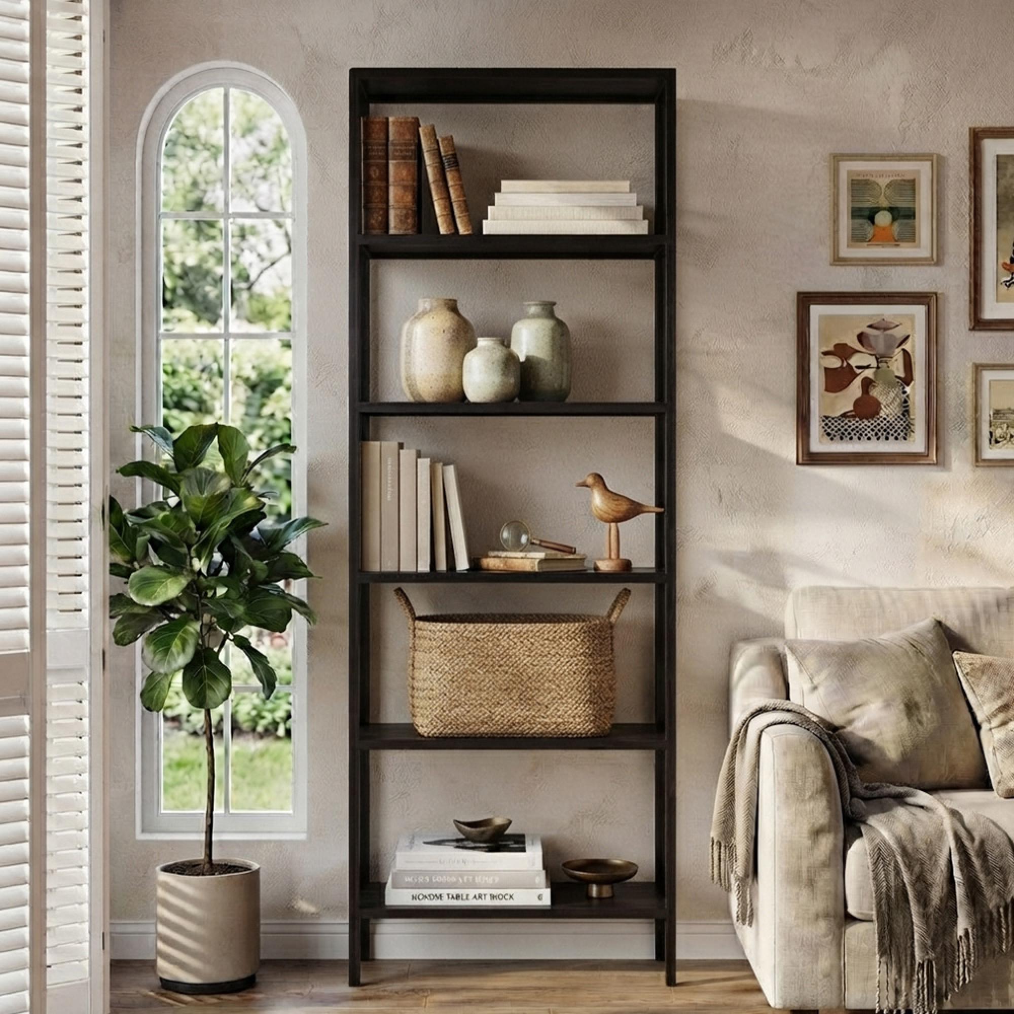 Wellington Open Shelving Unit - Slim - Black - Metal