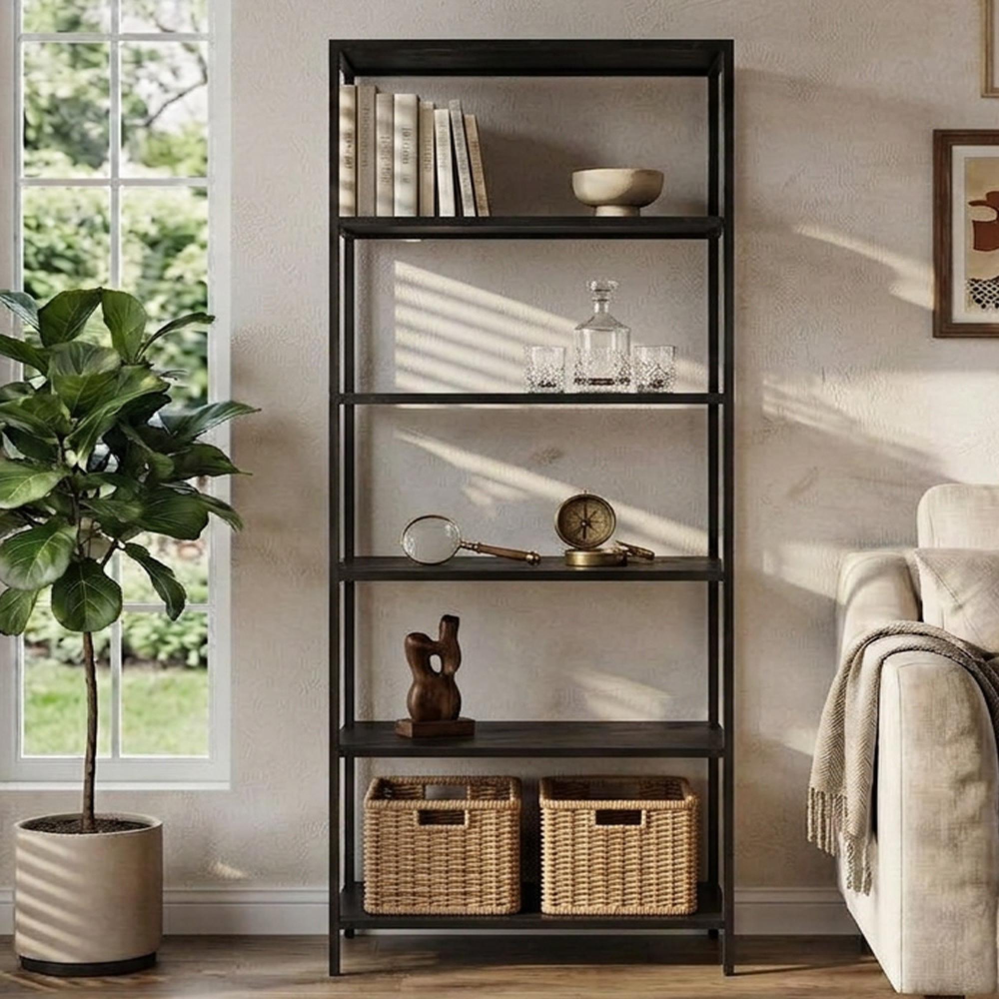 Wellington Open Shelving Unit - Wide - Black - Metal