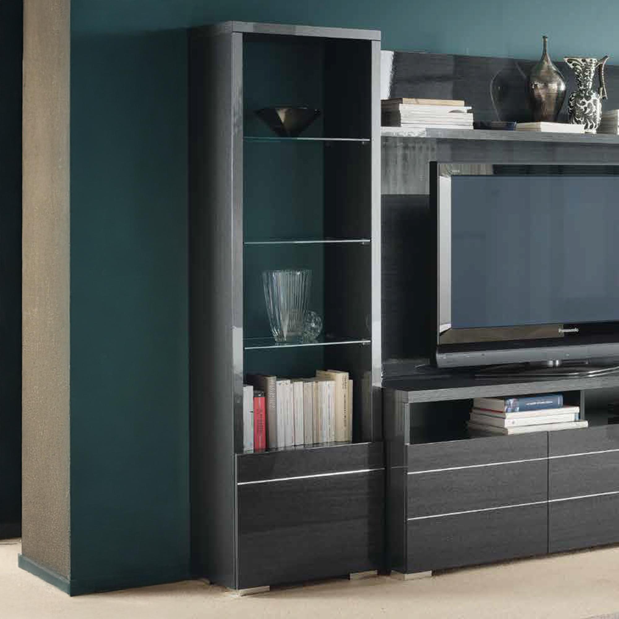 Versilia Bookcase - 1 Door LHF - Black