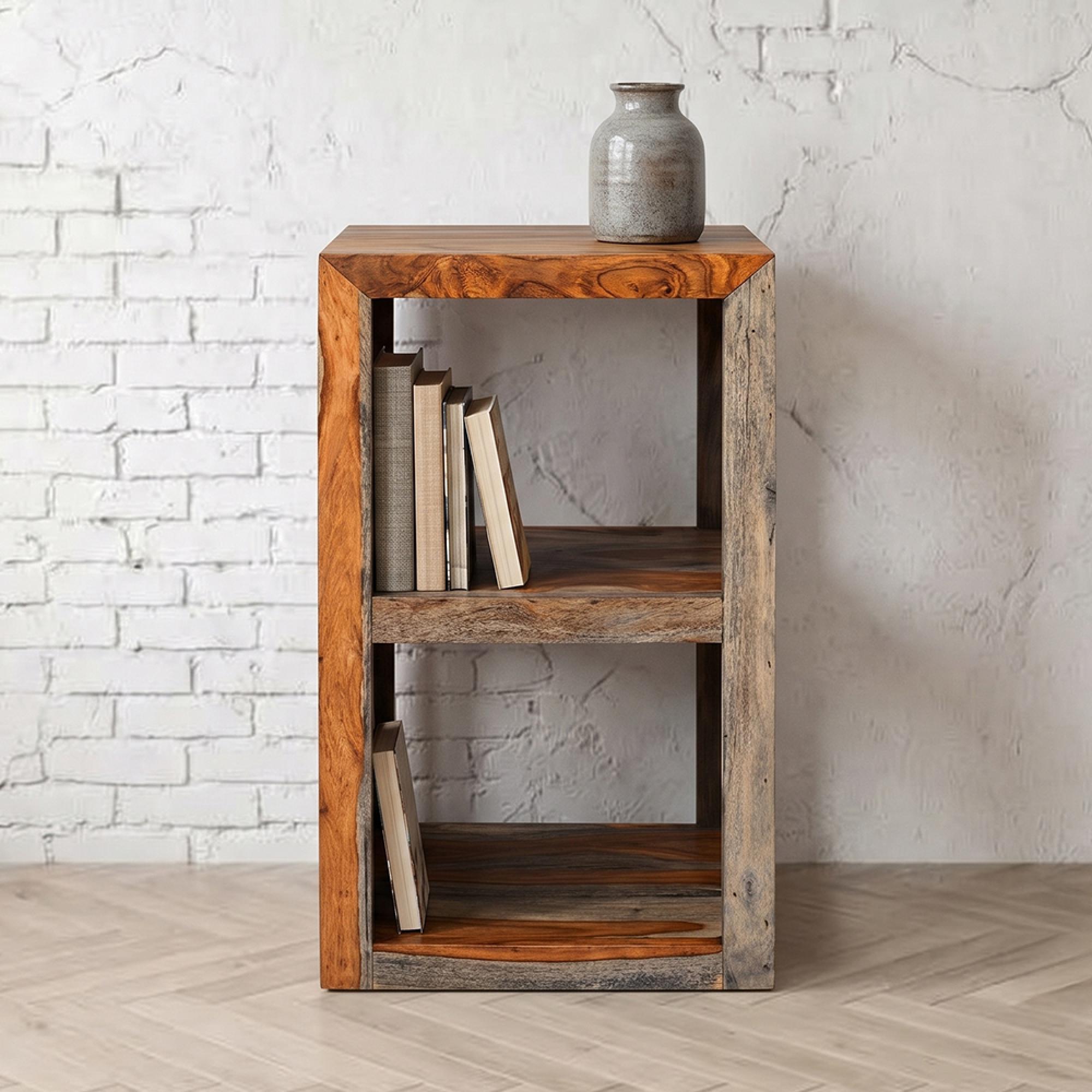 Cube Goa Petite Bookcase - 2 Hole - Rustic Sheesham