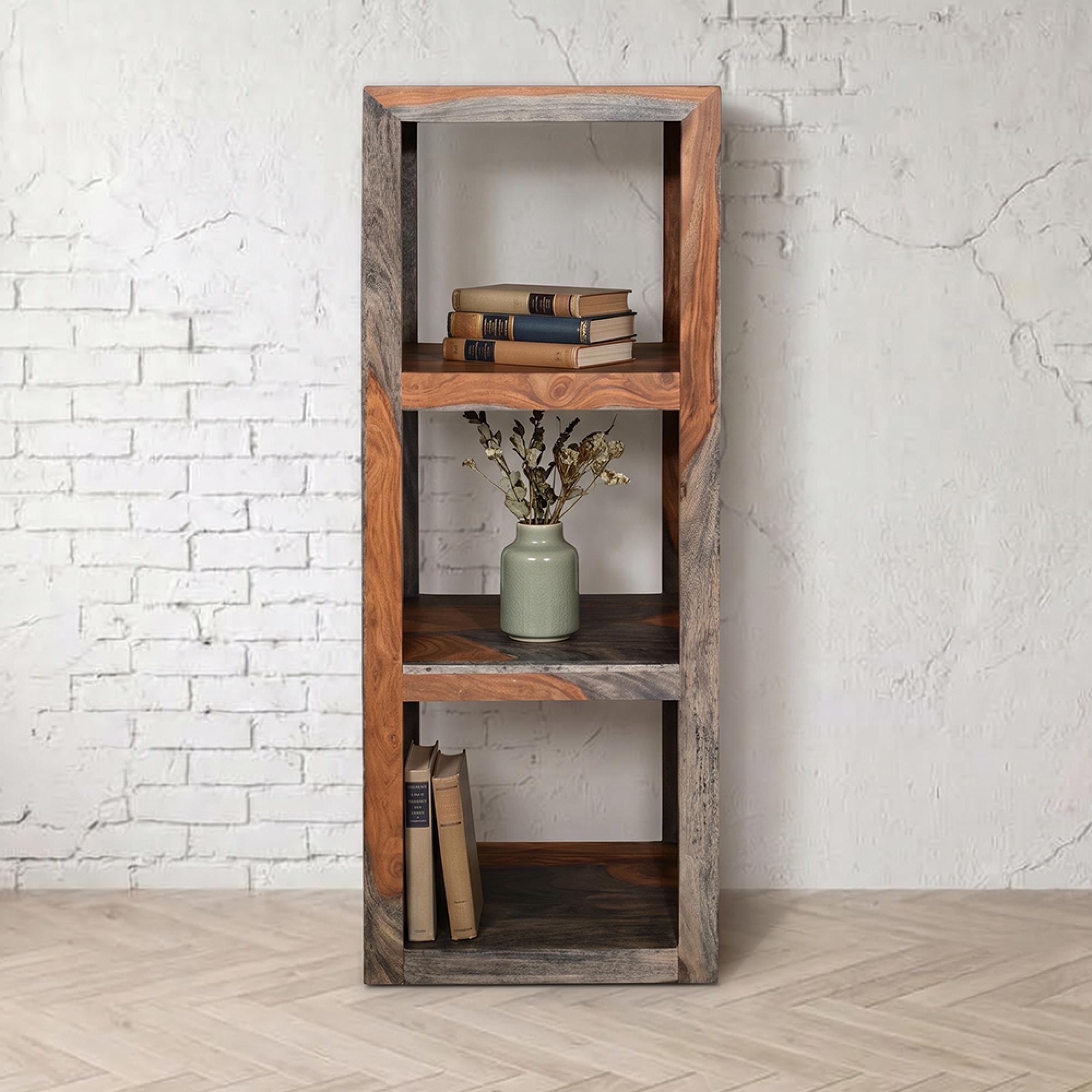 Cube Goa Petite Bookcase - 3 Hole - Rustic Sheesham