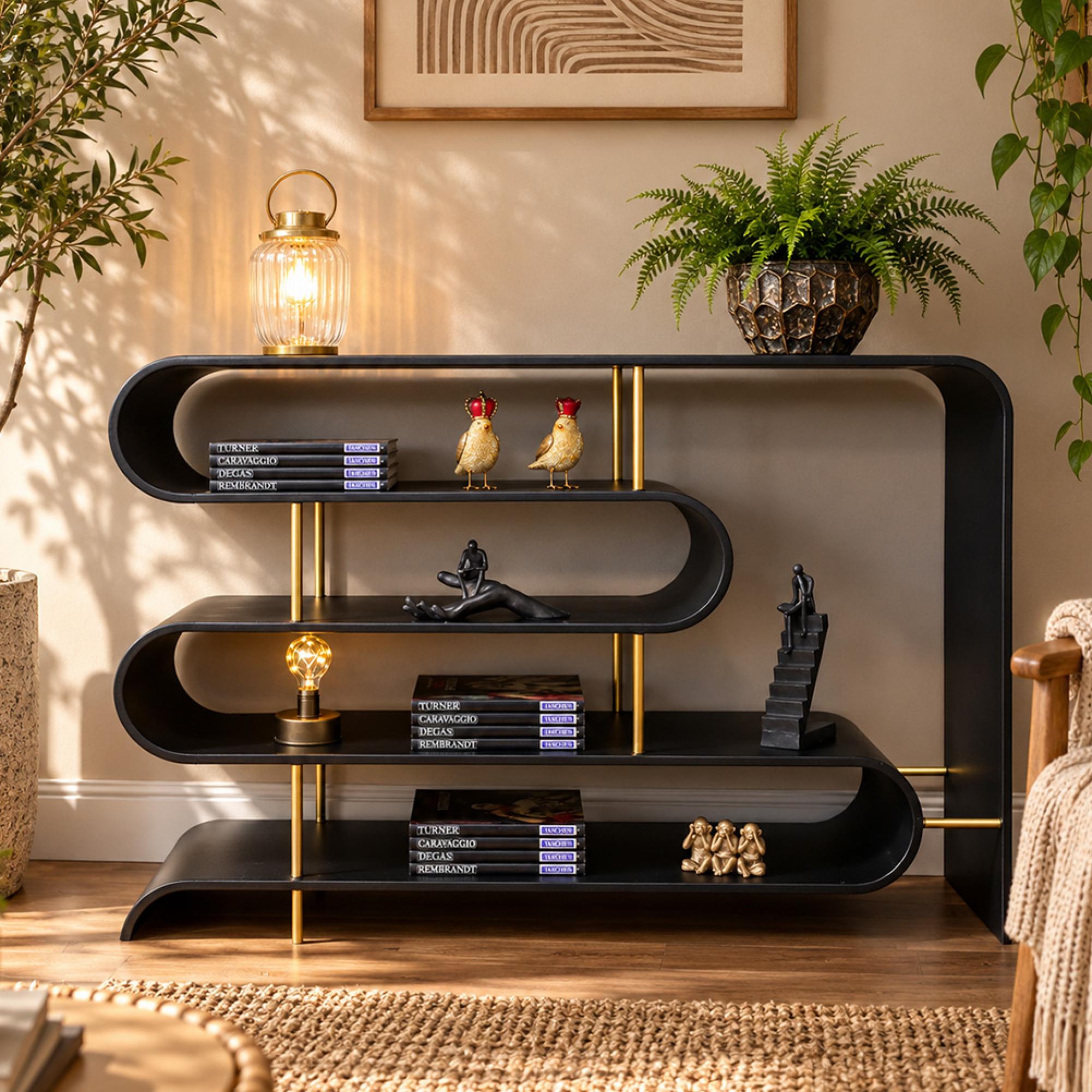 Shelving Unit - Black Metal - Open