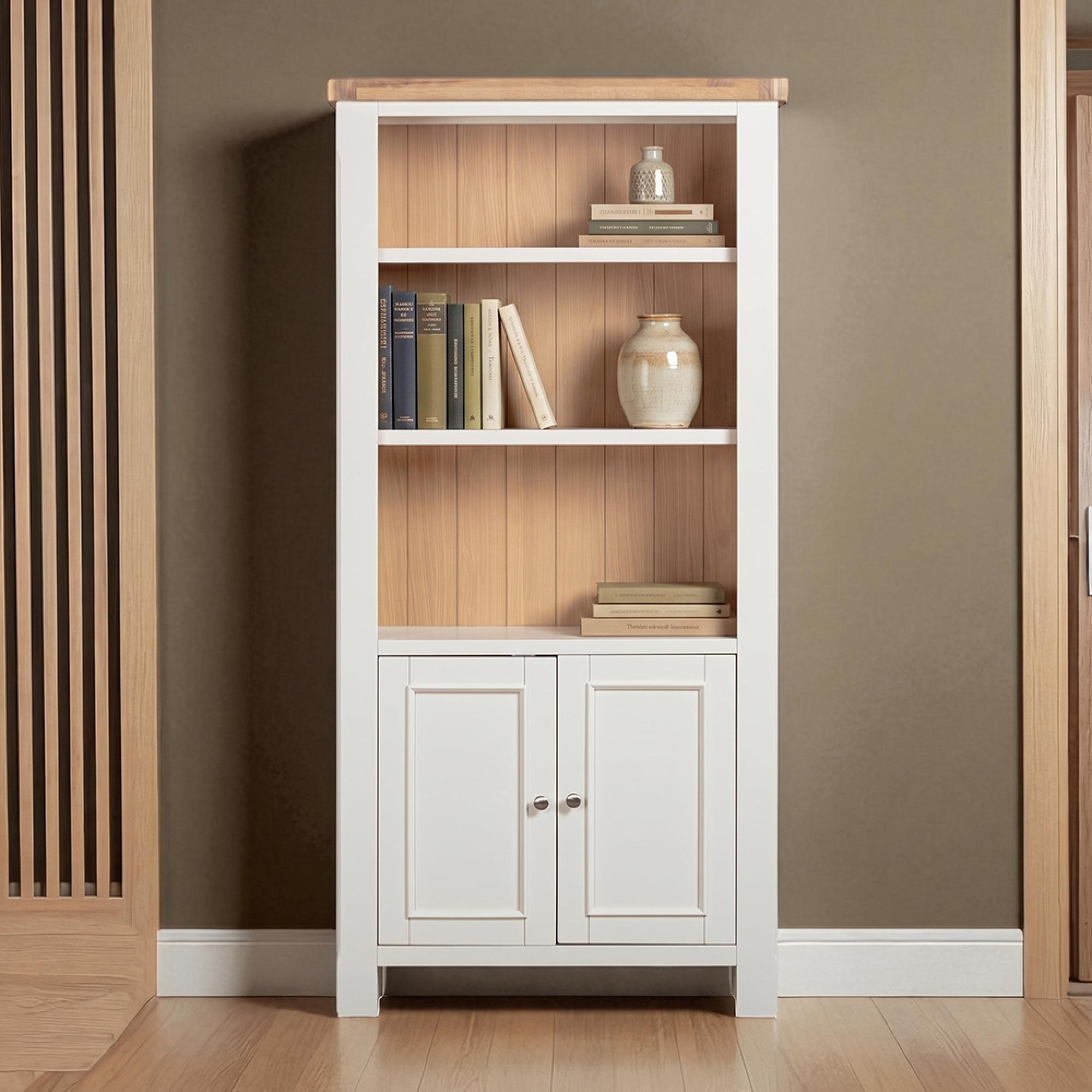 Windsor White Painted 2 Door Tall Bookcase