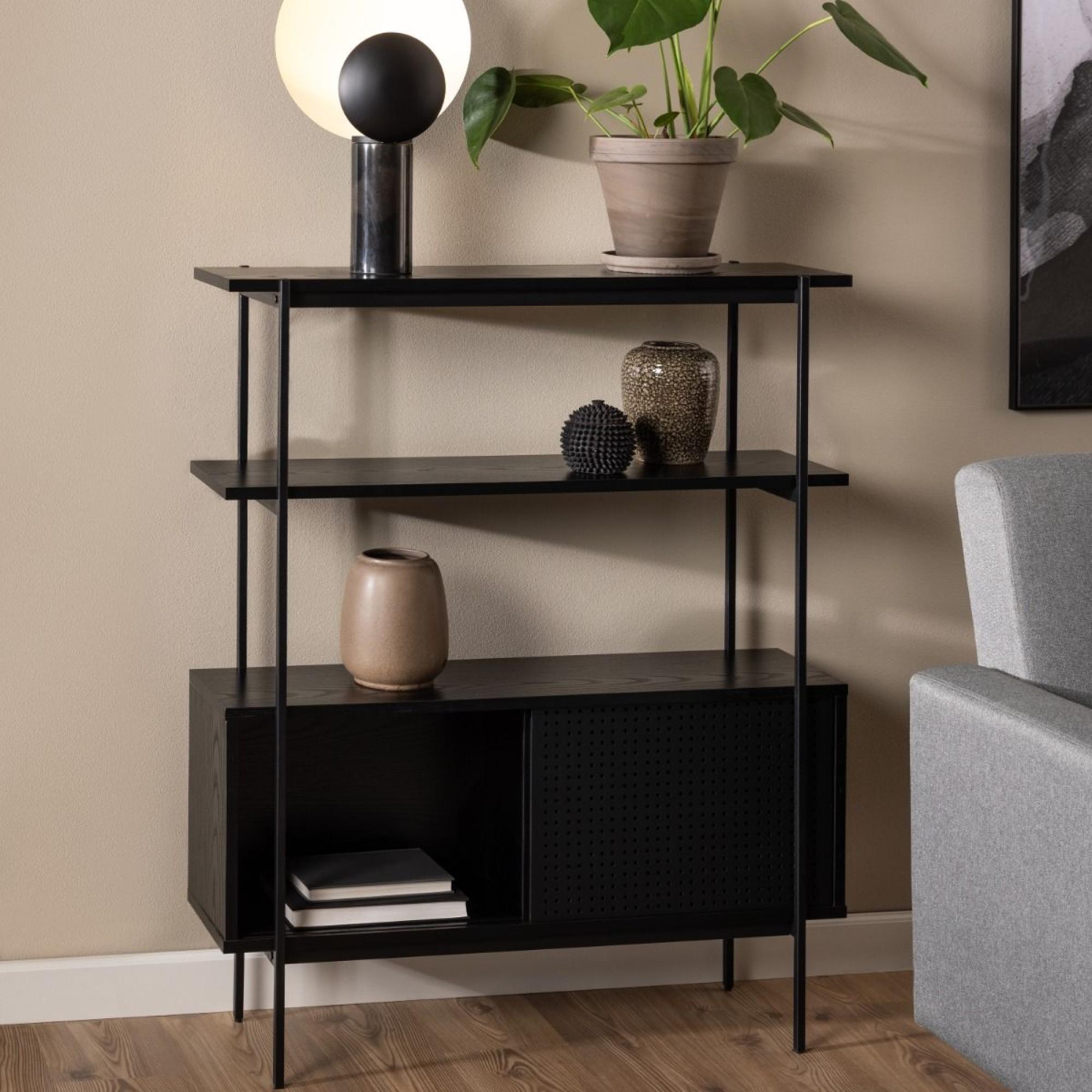 Angus Shelving Unit - Small - Cupboard - Black Ash