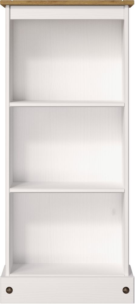 Corona Low Narrow Bookcase - White Mexican Pine