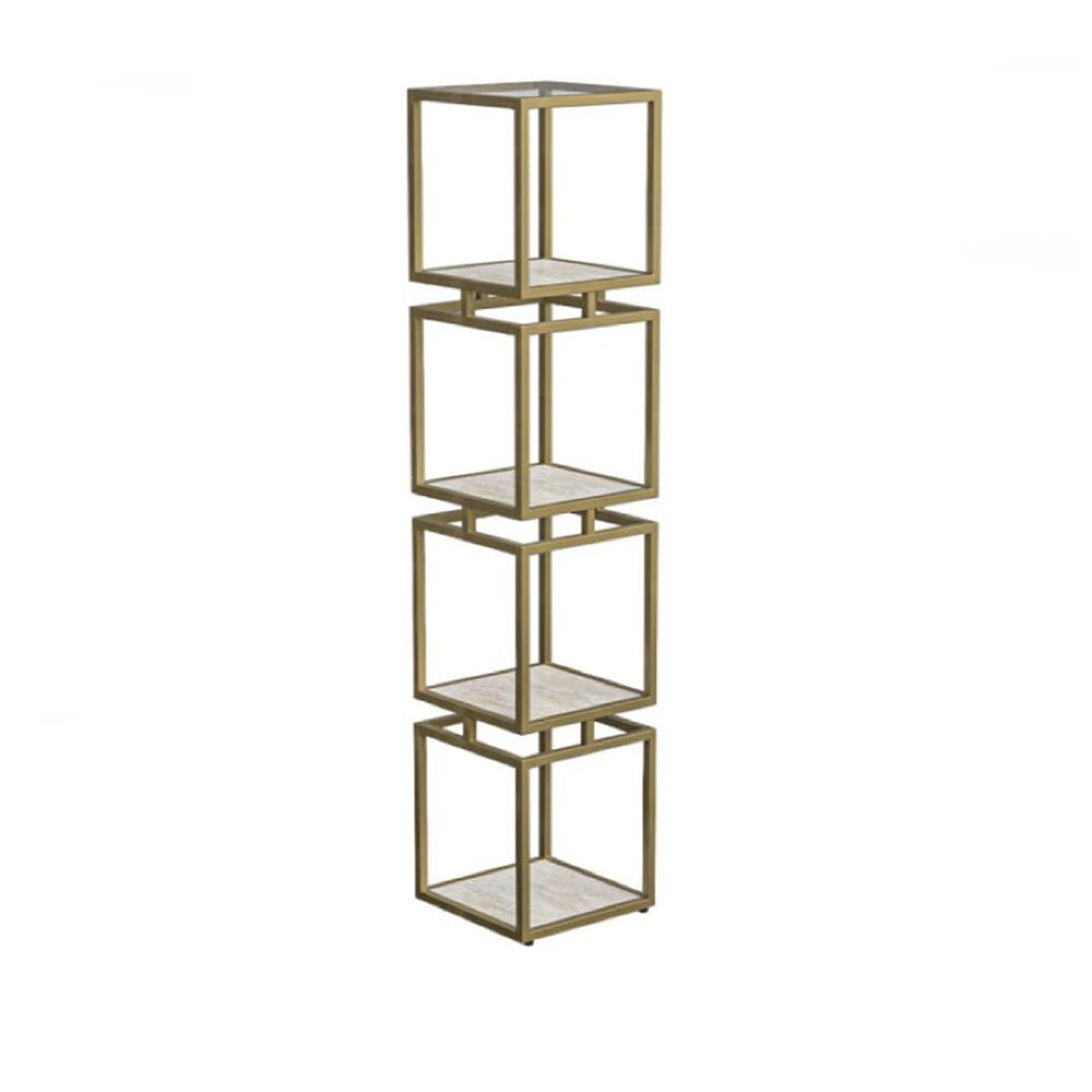 Shelving Unit - 4 Tier - Square - Cream and Gold