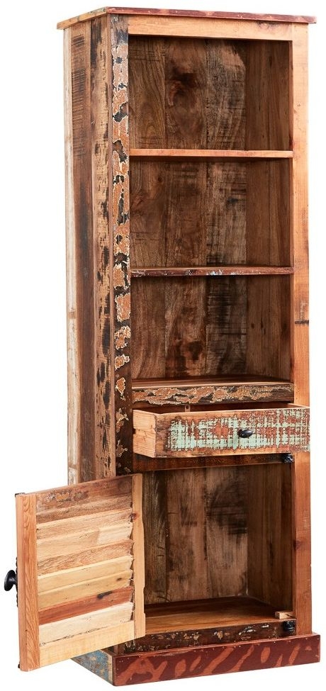 Diu Bookcase - Narrow - with Cupboard - Reclaimed Wood