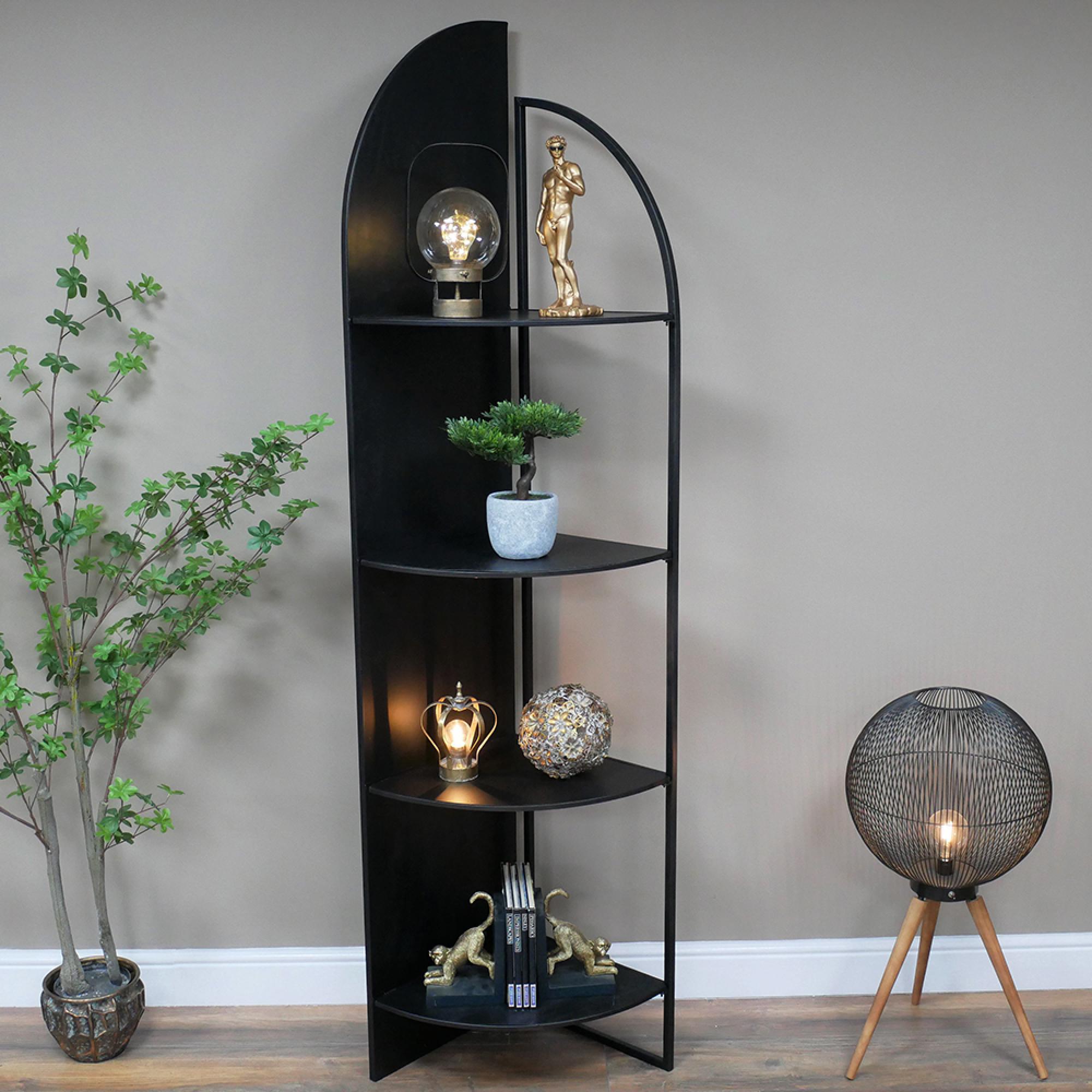 Shelving Unit - Black Metal - Corner