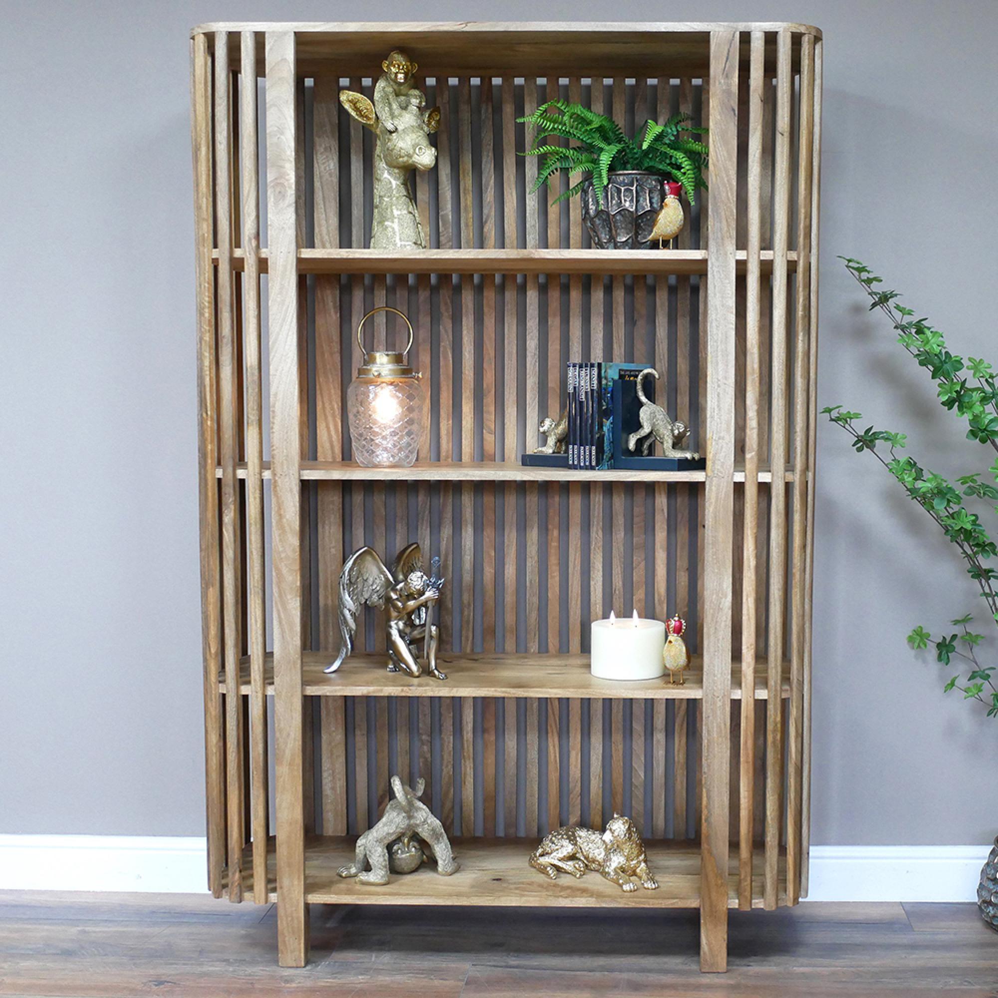 Bookcase - Large - Slatted - Mango Wood